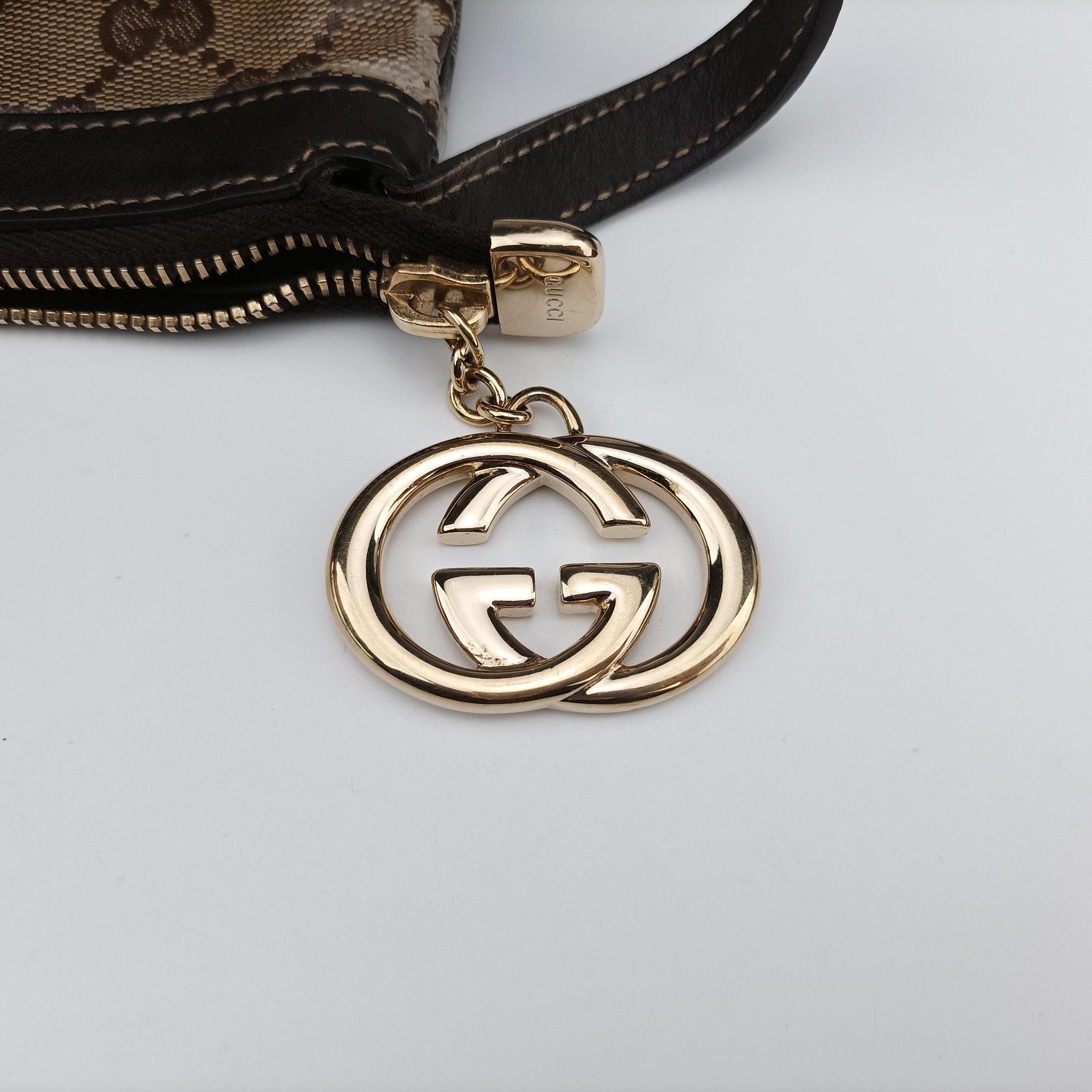 Pre-owned Gucci GG Crystal Beige×Brown coated canvas 212122 shoulderbag | stylenewstar