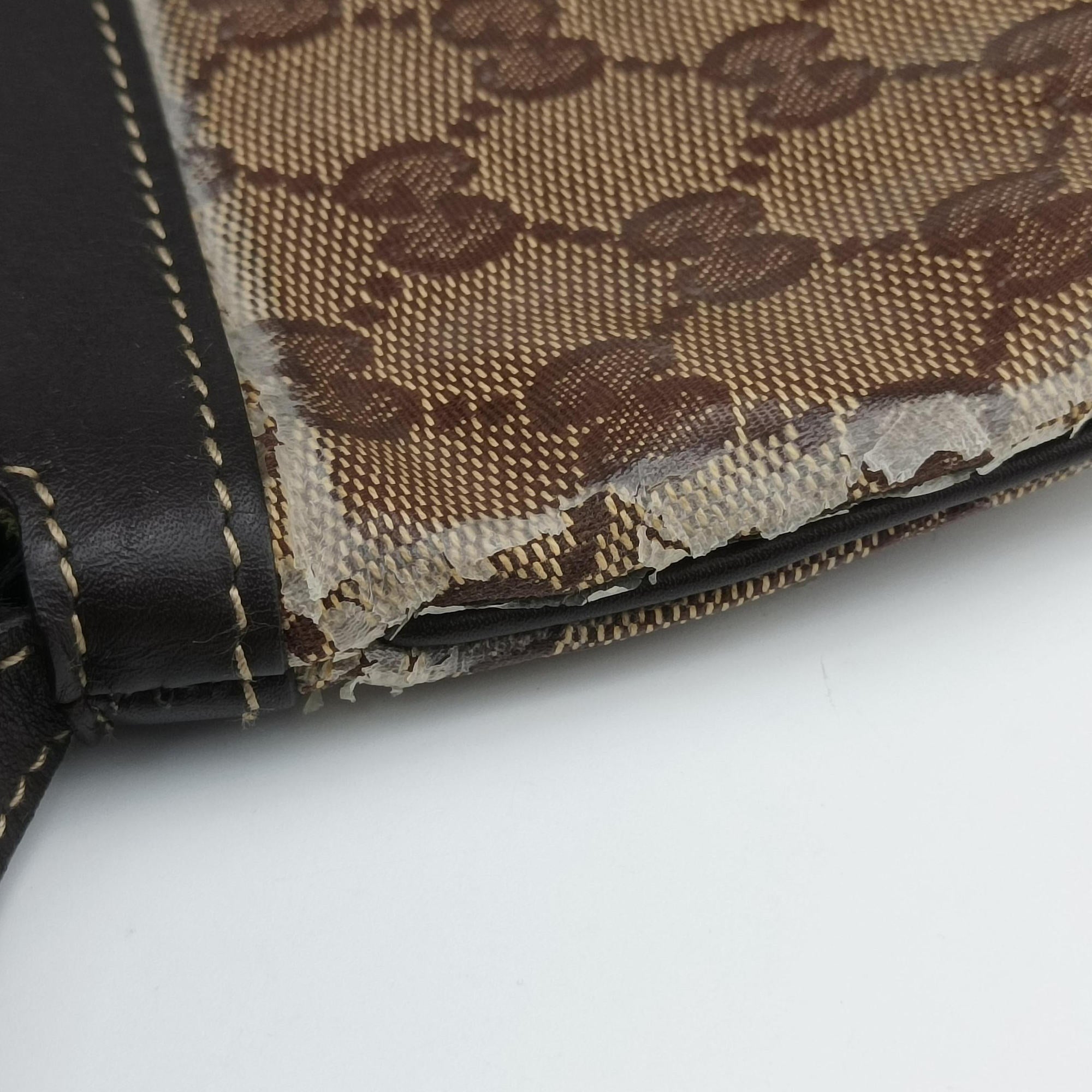 Pre-owned Gucci GG Crystal Beige×Brown coated canvas 212122 shoulderbag | stylenewstar