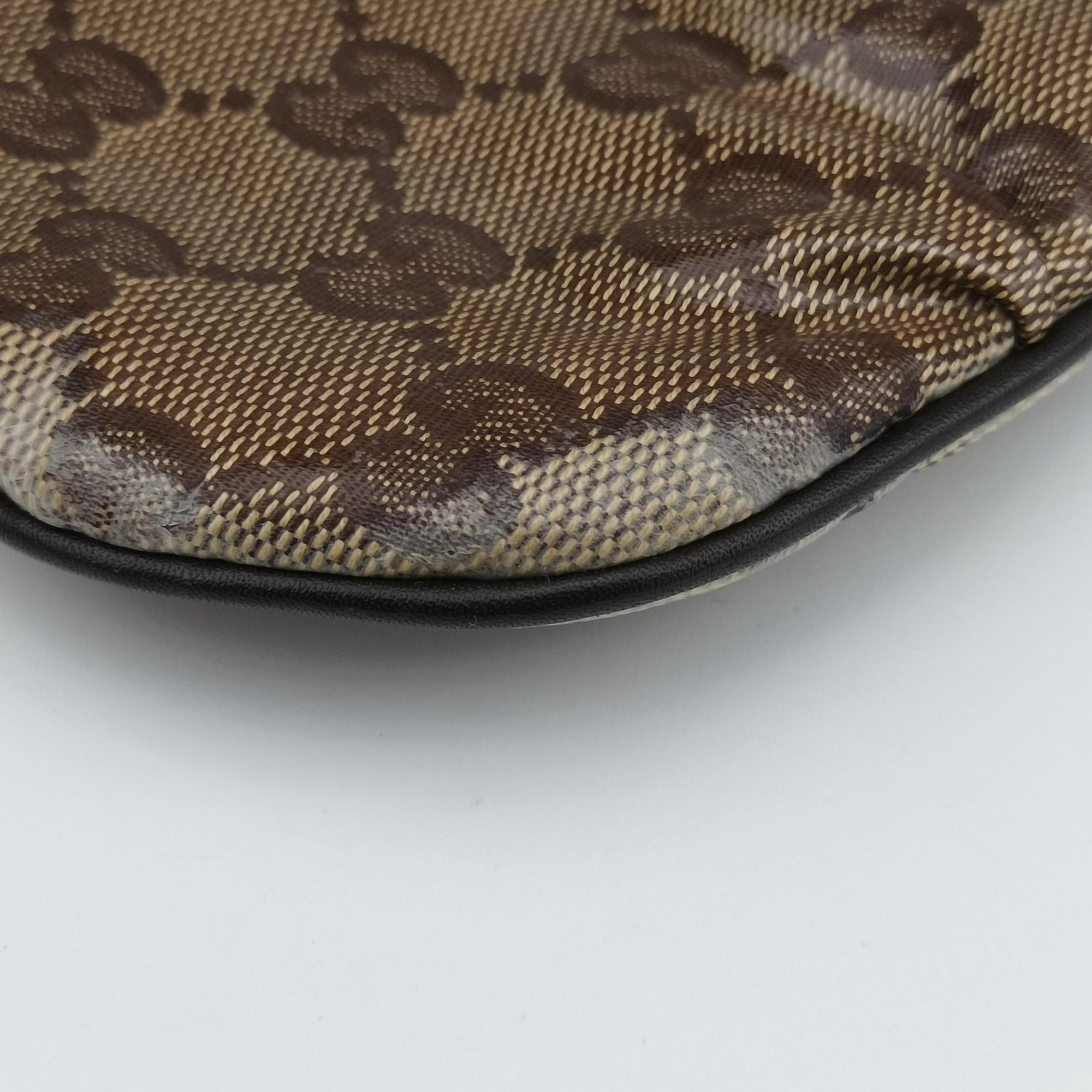 Pre-owned Gucci GG Crystal Beige×Brown coated canvas 212122 shoulderbag | stylenewstar