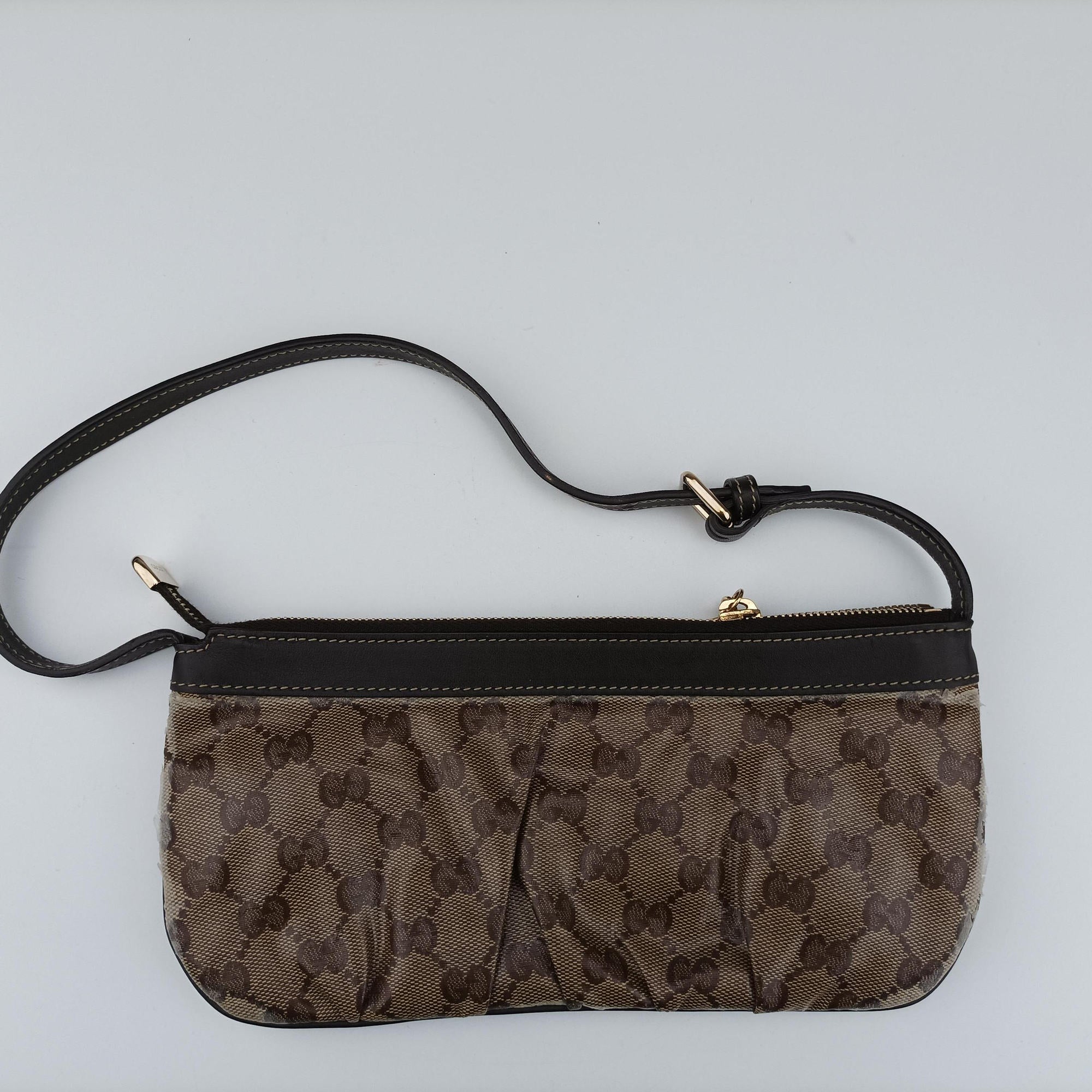 Pre-owned Gucci GG Crystal Beige×Brown coated canvas 212122 shoulderbag | stylenewstar