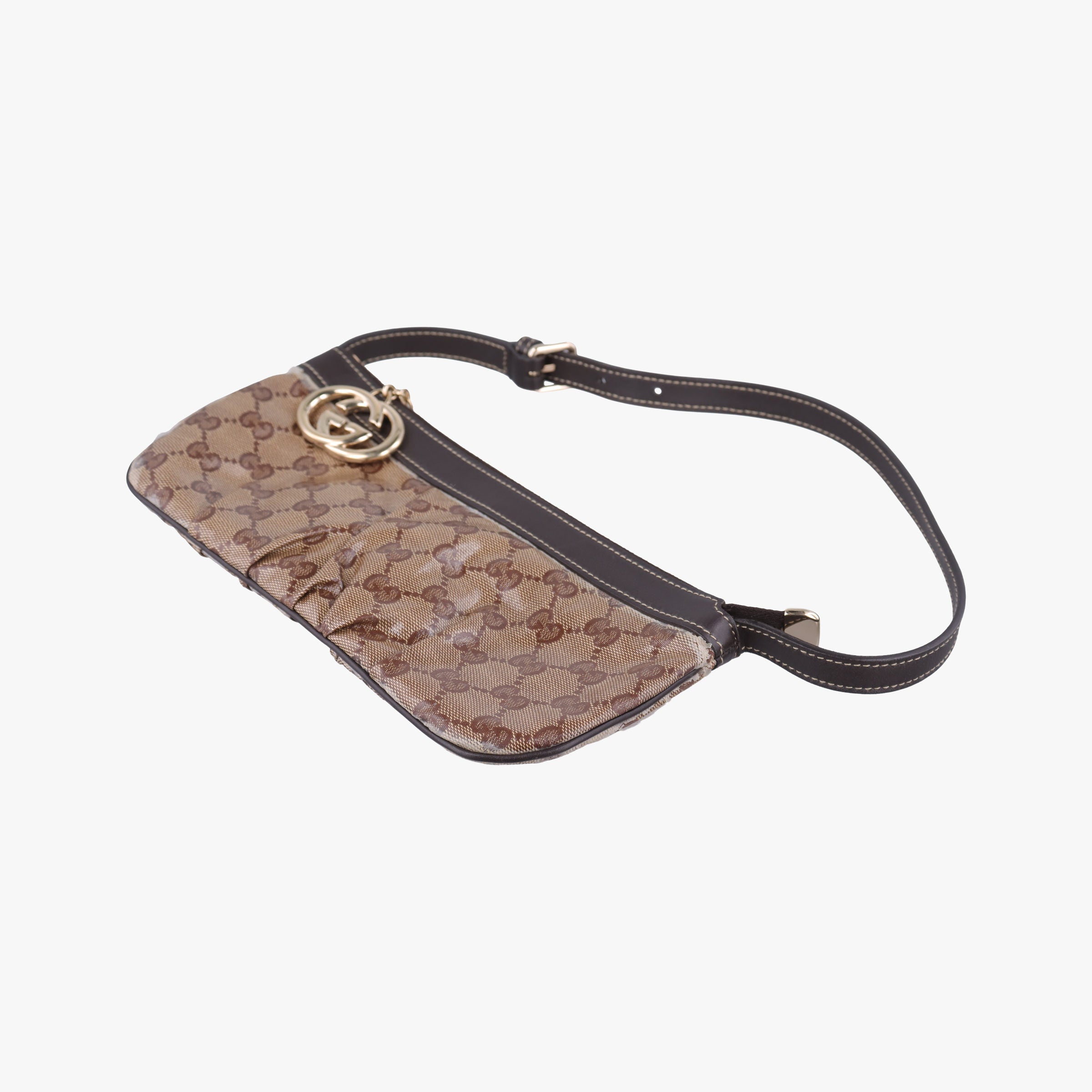 Pre-owned Gucci GG Crystal Beige×Brown coated canvas 212122 shoulderbag | stylenewstar
