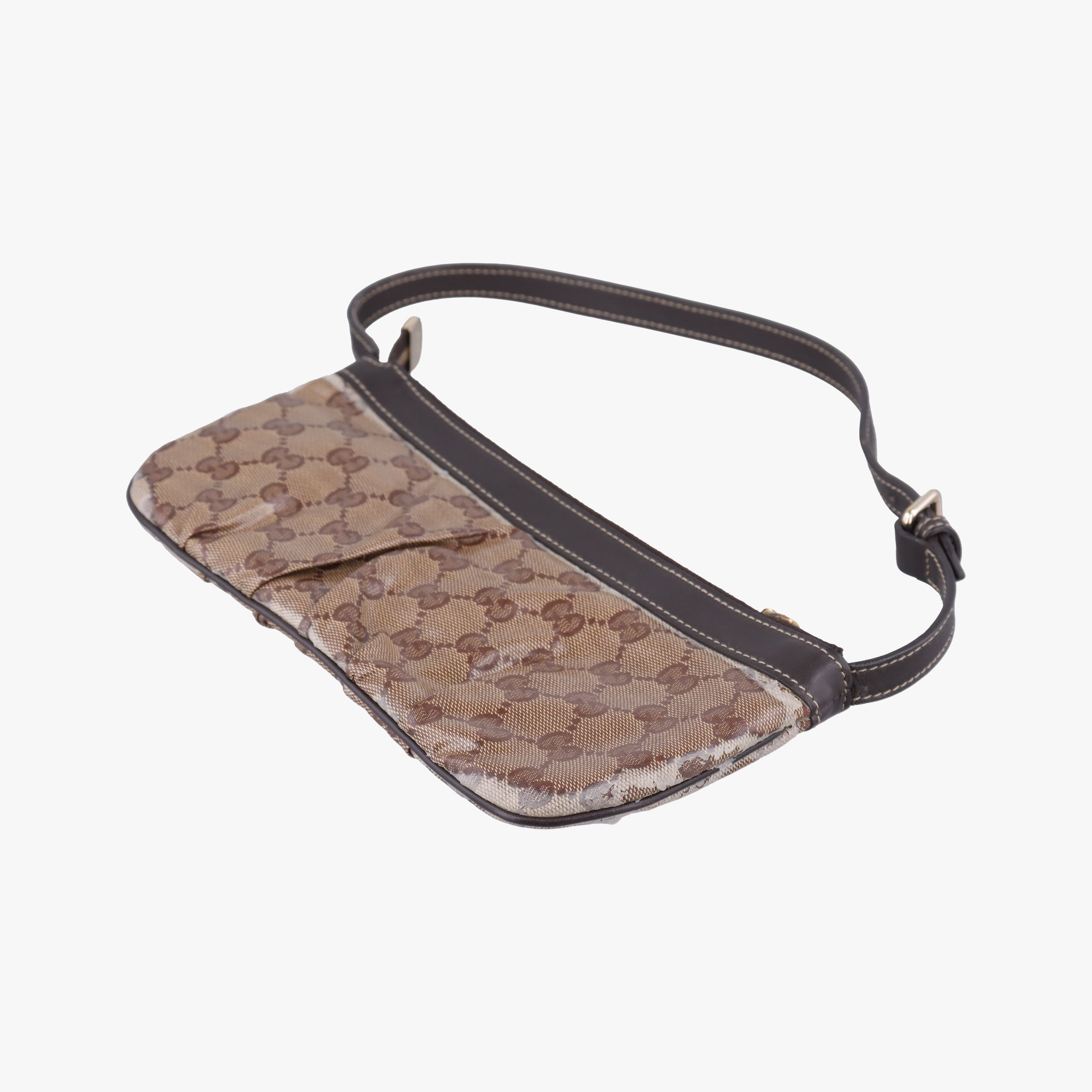 Pre-owned Gucci GG Crystal Beige×Brown coated canvas 212122 shoulderbag | stylenewstar