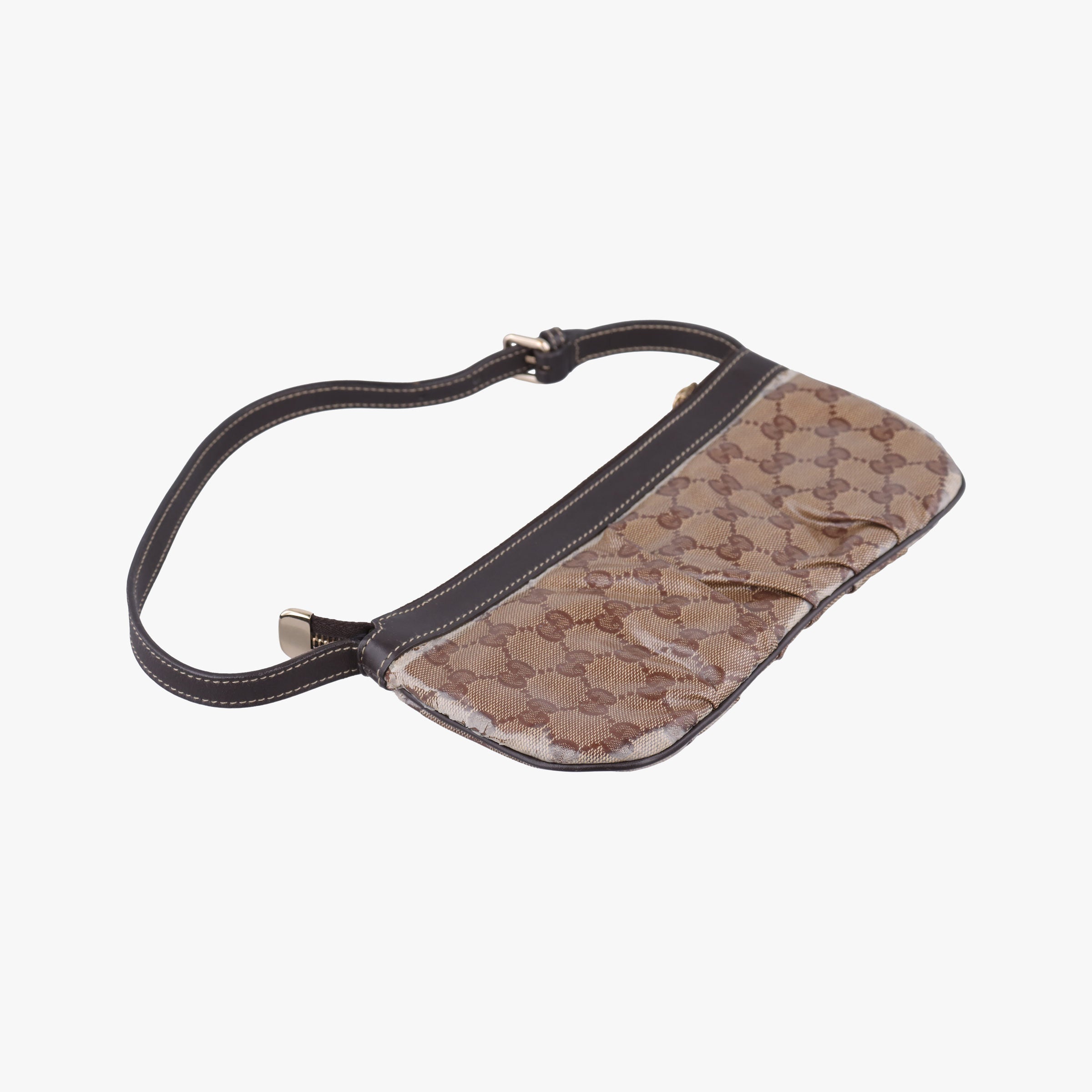 Pre-owned Gucci GG Crystal Beige×Brown coated canvas 212122 shoulderbag | stylenewstar