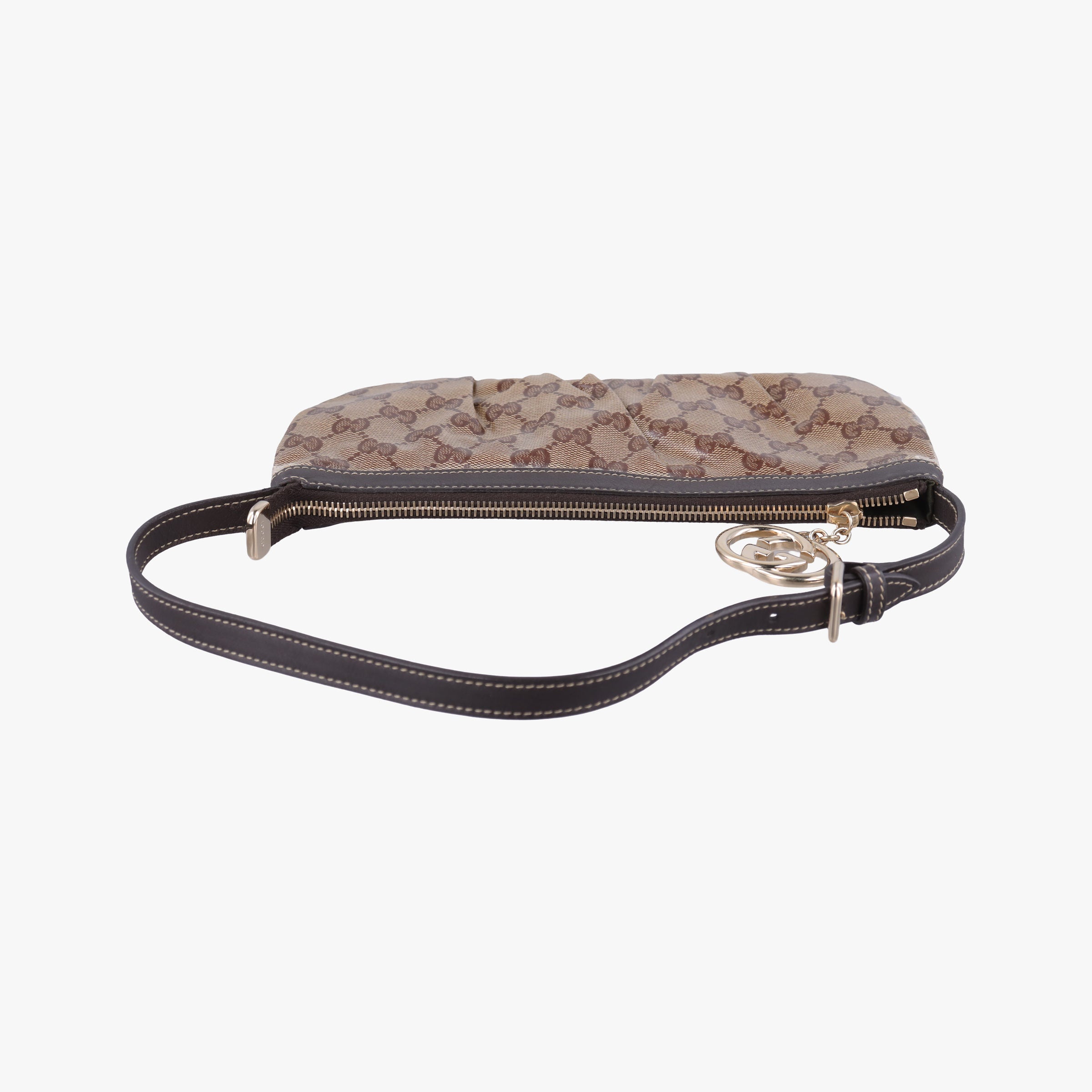 Pre-owned Gucci GG Crystal Beige×Brown coated canvas 212122 shoulderbag | stylenewstar