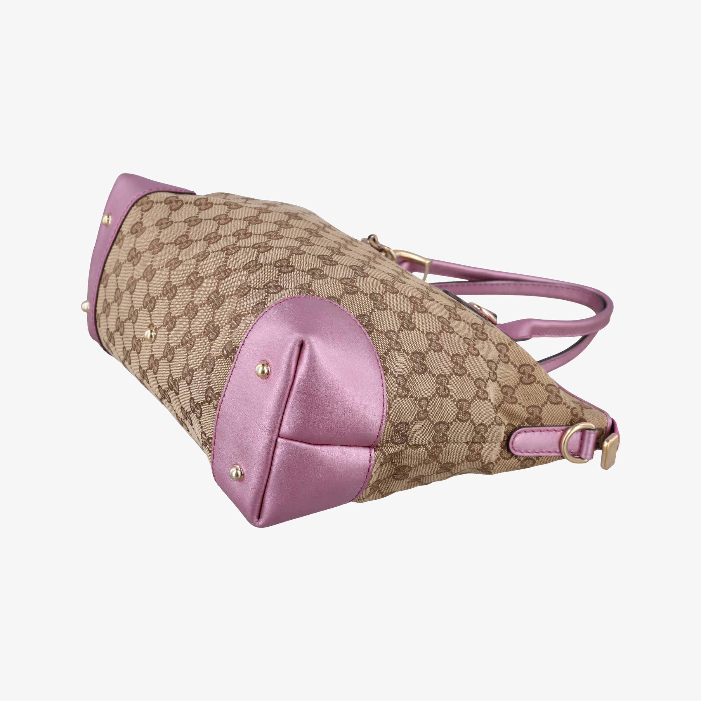 Vintage Gucci Heart Bit charm Brown×rose Leather×canvas 269957 shoulderbag | stylenewstar