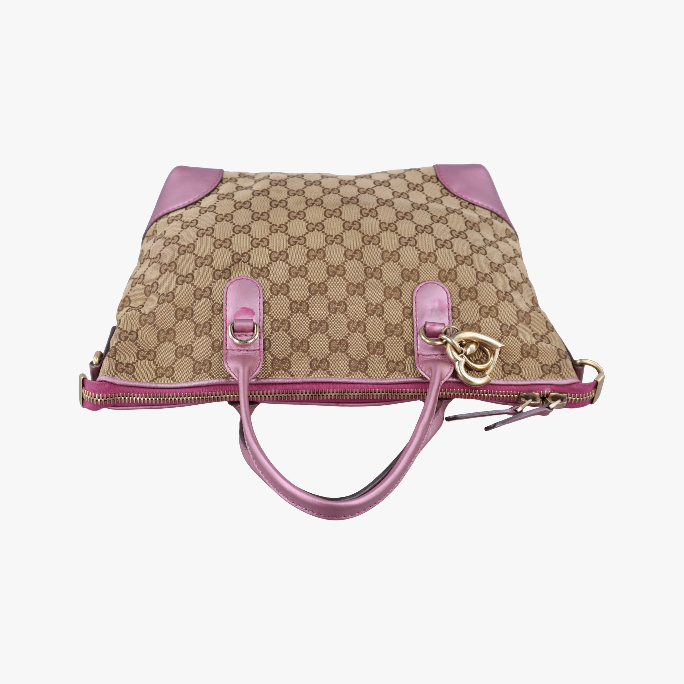 Vintage Gucci Heart Bit charm Brown×rose Leather×canvas 269957 shoulderbag | stylenewstar