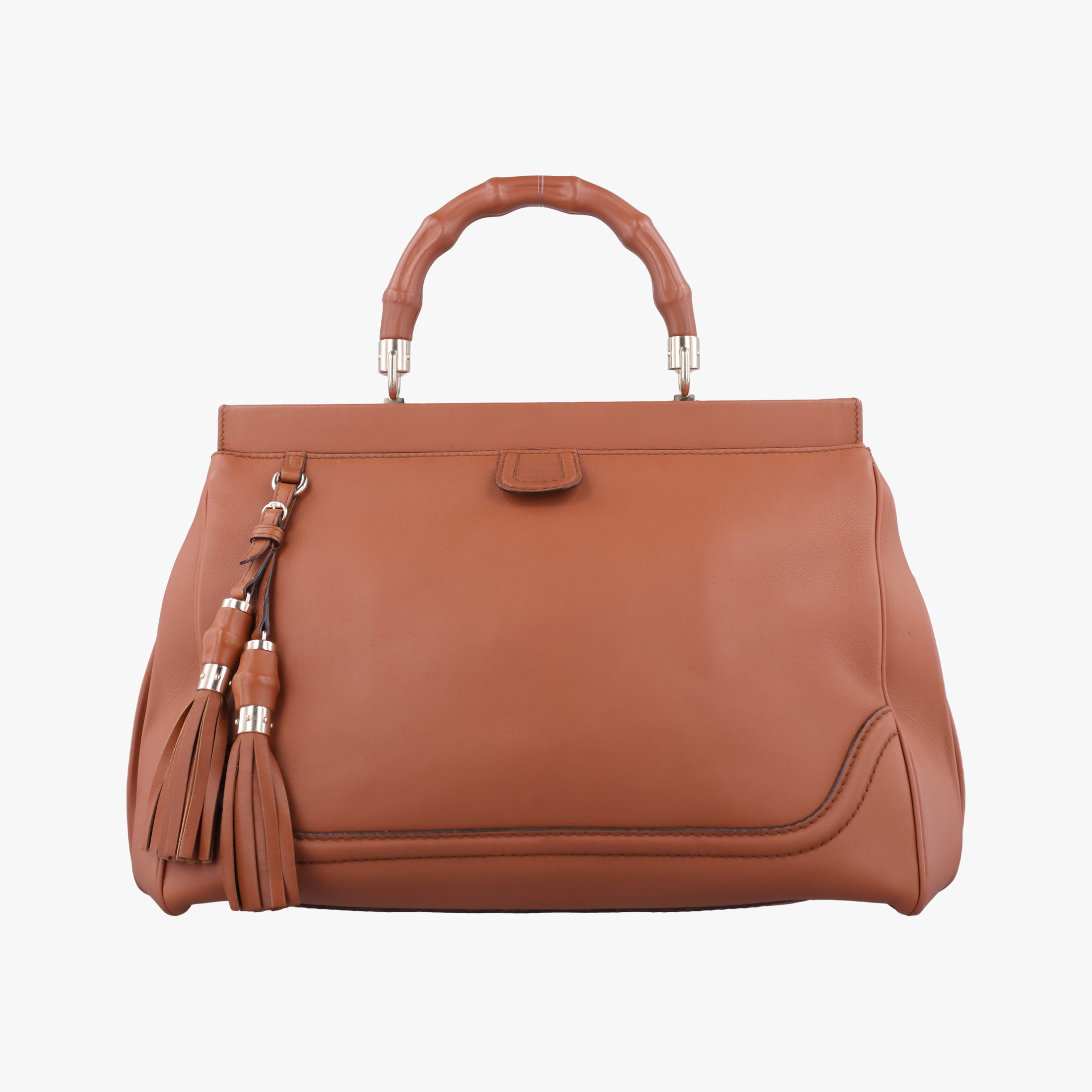 Pre-owned Gucci Bamboo Convertible Satchel Brown Leather 296860 handbag | stylenewstar