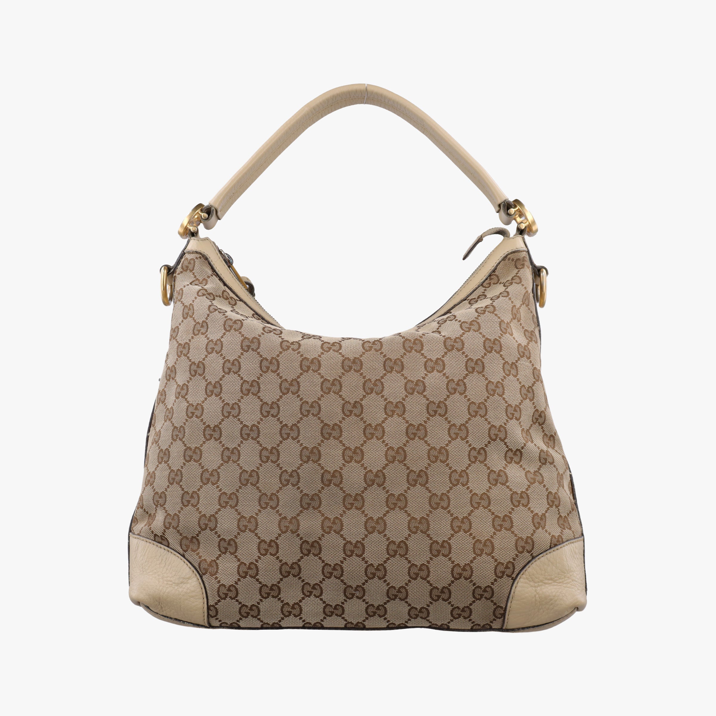 Vintage Gucci Miss GG Hobo beige×White canvas×leather 326514 handbag | stylenewstar