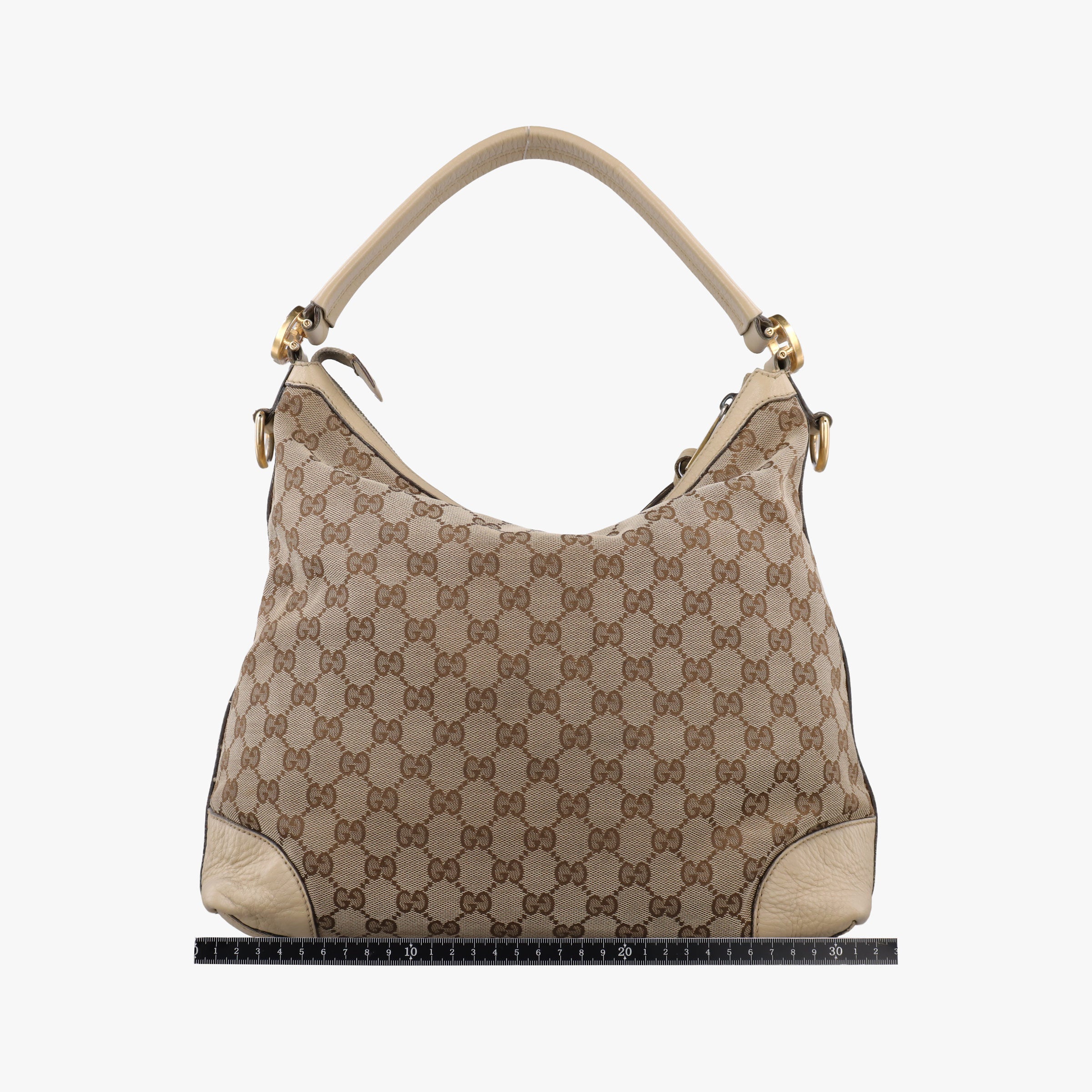 Vintage Gucci Miss GG Hobo beige×White canvas×leather 326514 handbag | stylenewstar