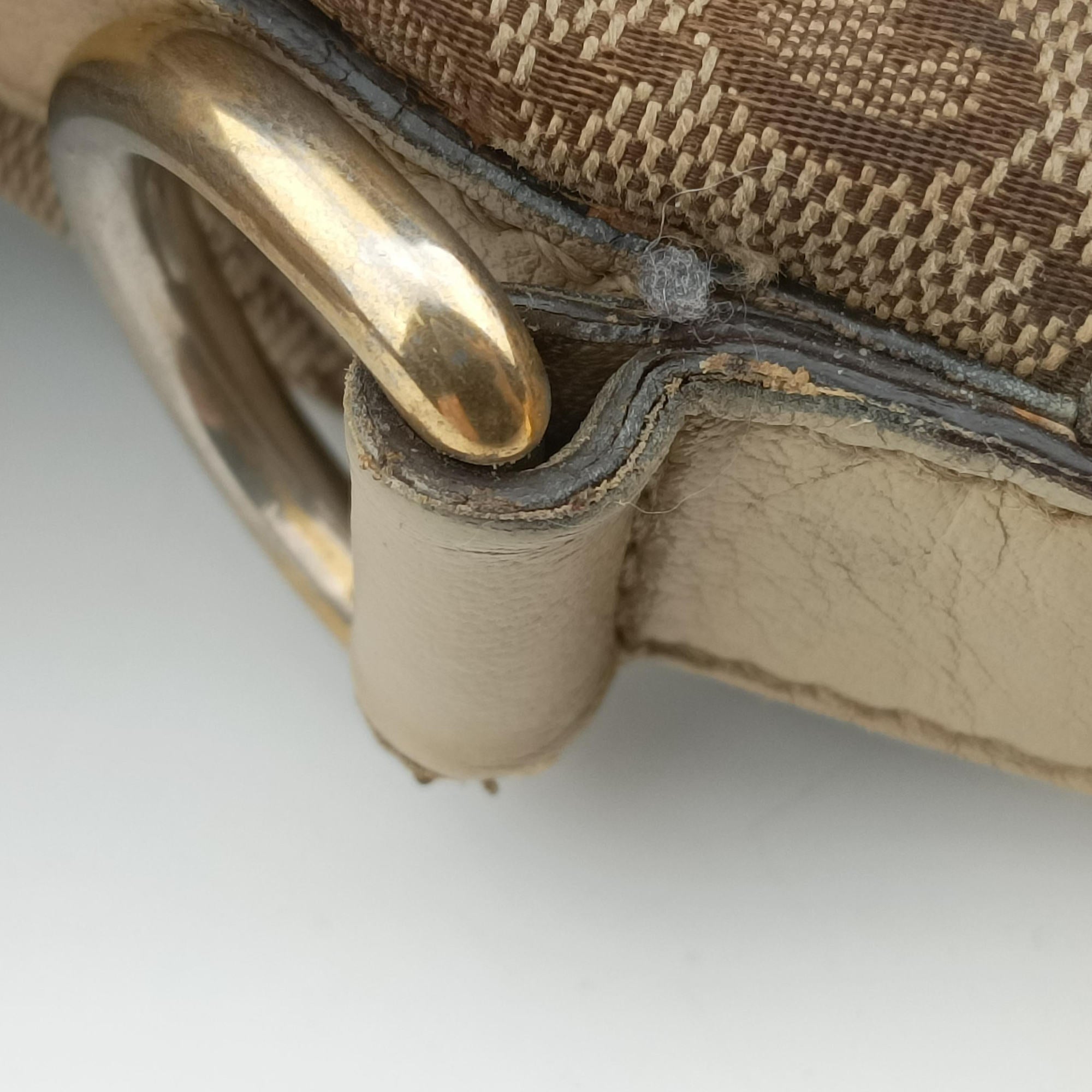 Vintage Gucci Miss GG Hobo beige×White canvas×leather 326514 handbag | stylenewstar