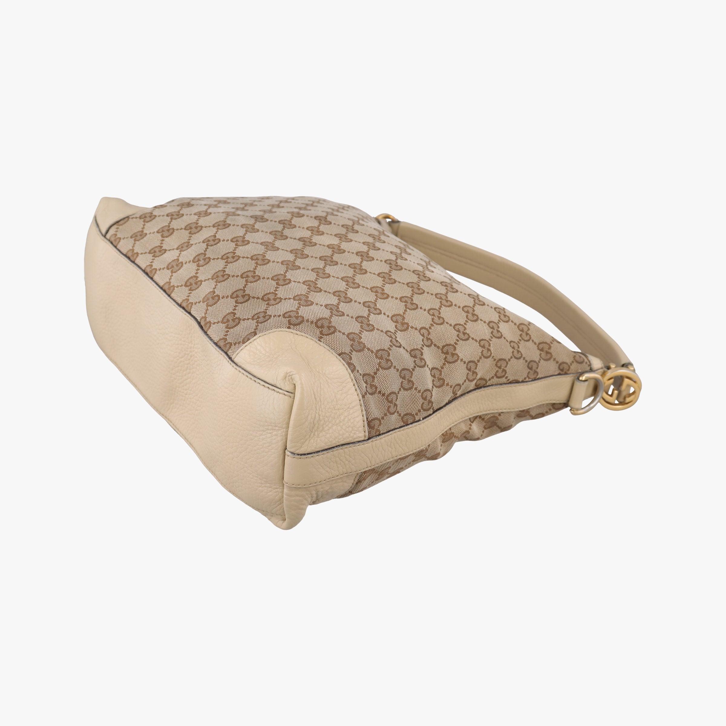 Vintage Gucci Miss GG Hobo beige×White canvas×leather 326514 handbag | stylenewstar