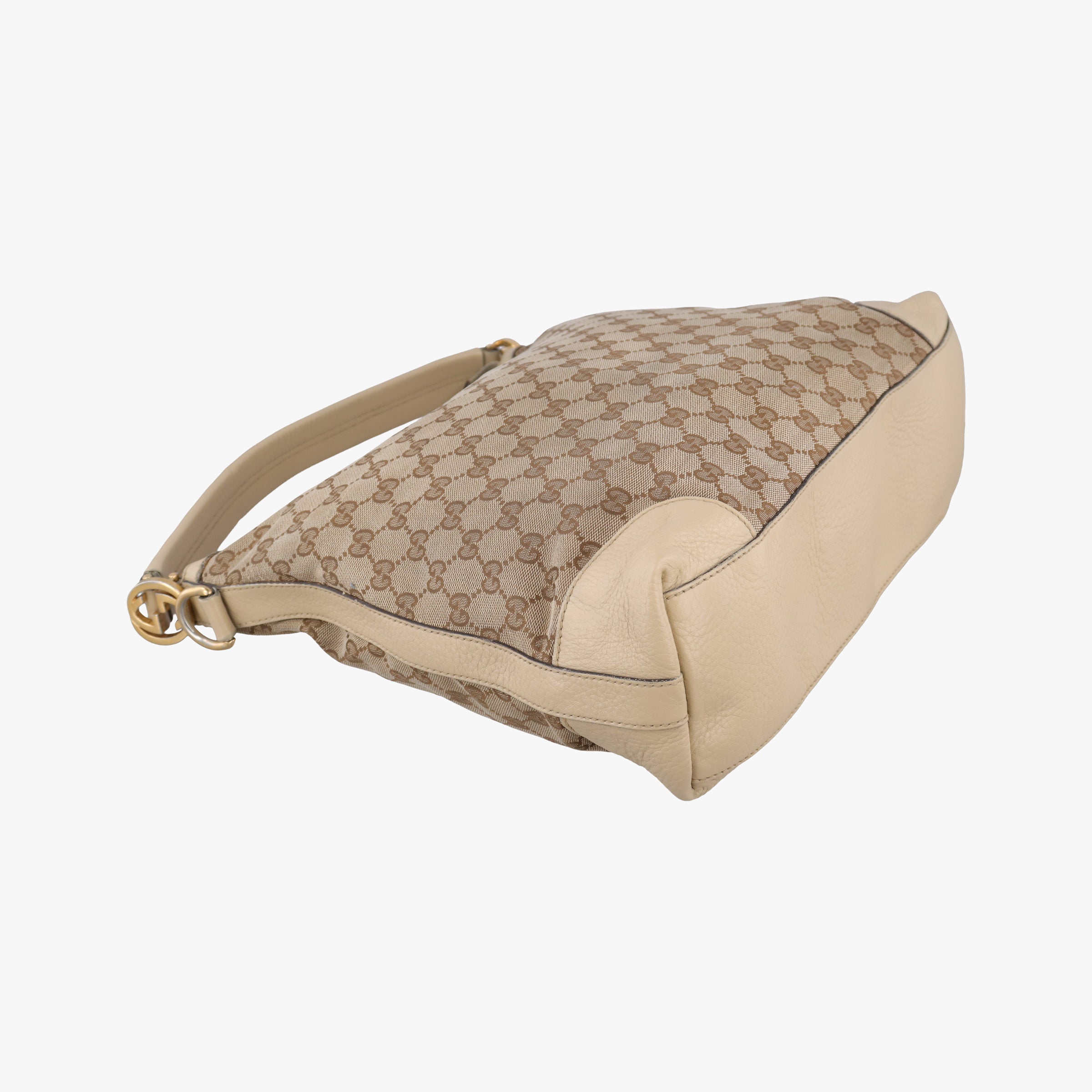 Vintage Gucci Miss GG Hobo beige×White canvas×leather 326514 handbag | stylenewstar
