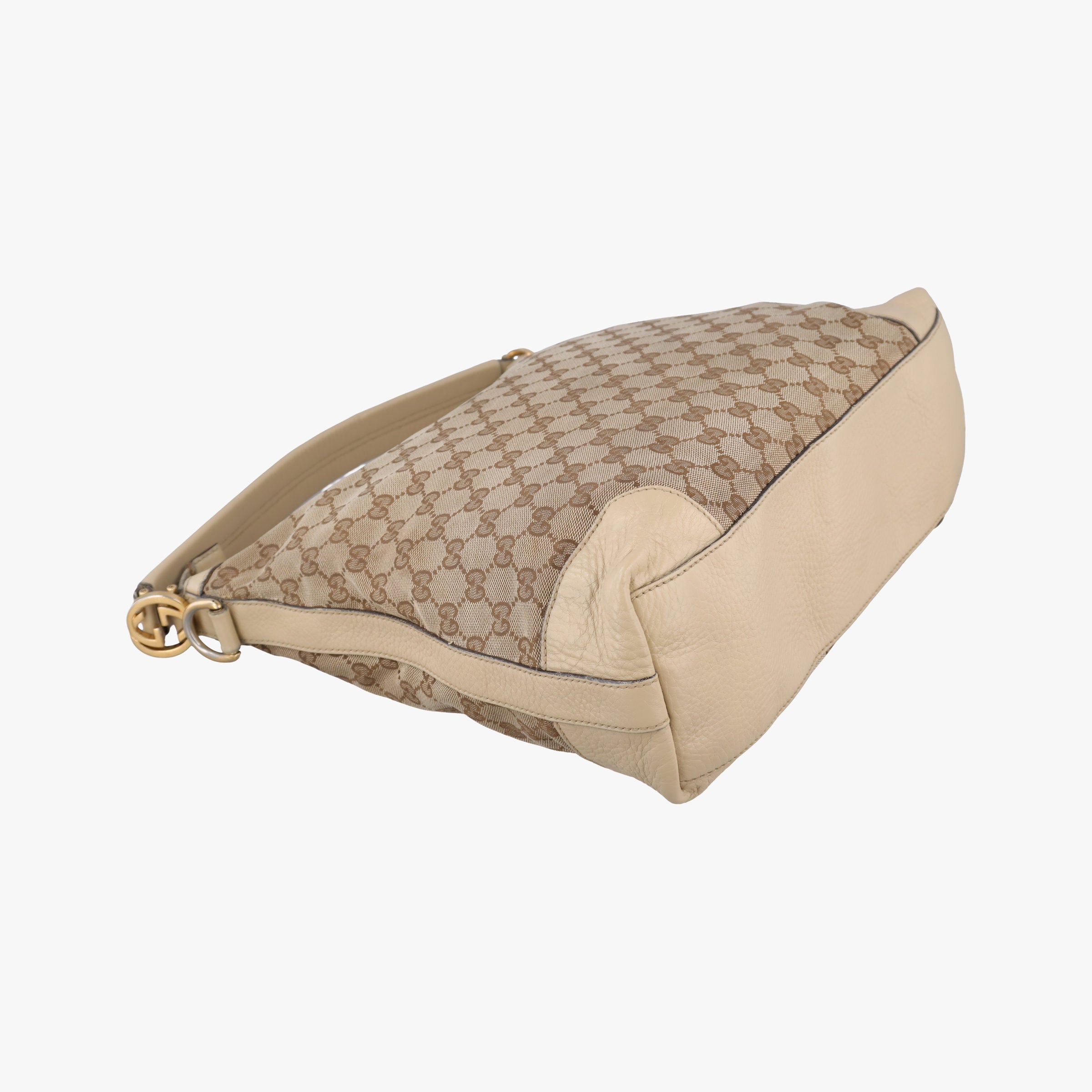 Vintage Gucci Miss GG Hobo beige×White canvas×leather 326514 handbag | stylenewstar