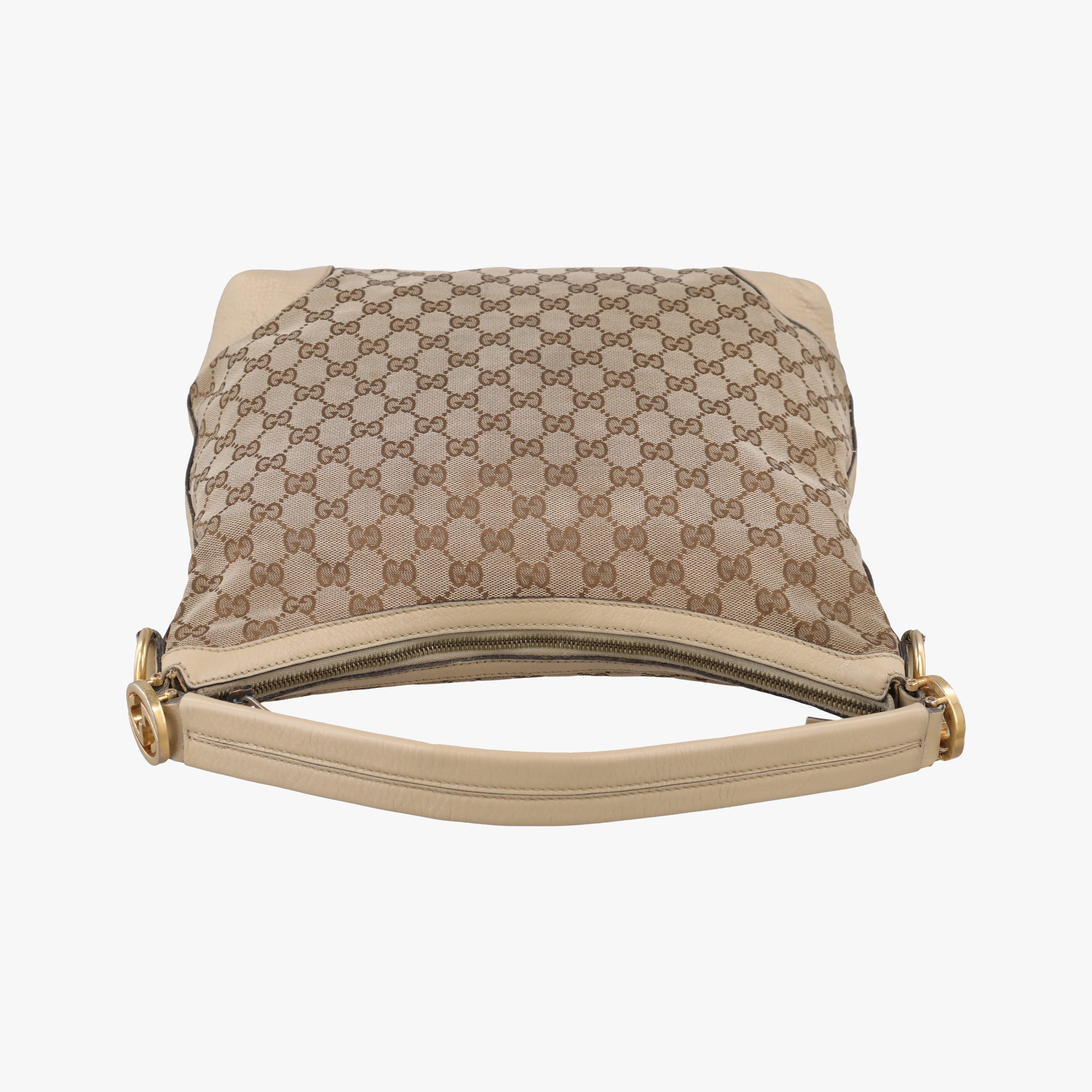 Vintage Gucci Miss GG Hobo beige×White canvas×leather 326514 handbag | stylenewstar