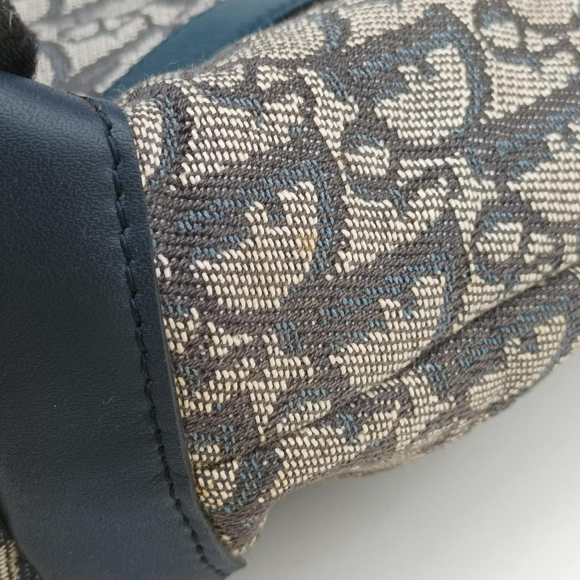 Pre-owned Christian Dior Trotter Tote Navy Jacquard × Leather  handbag | stylenewstar