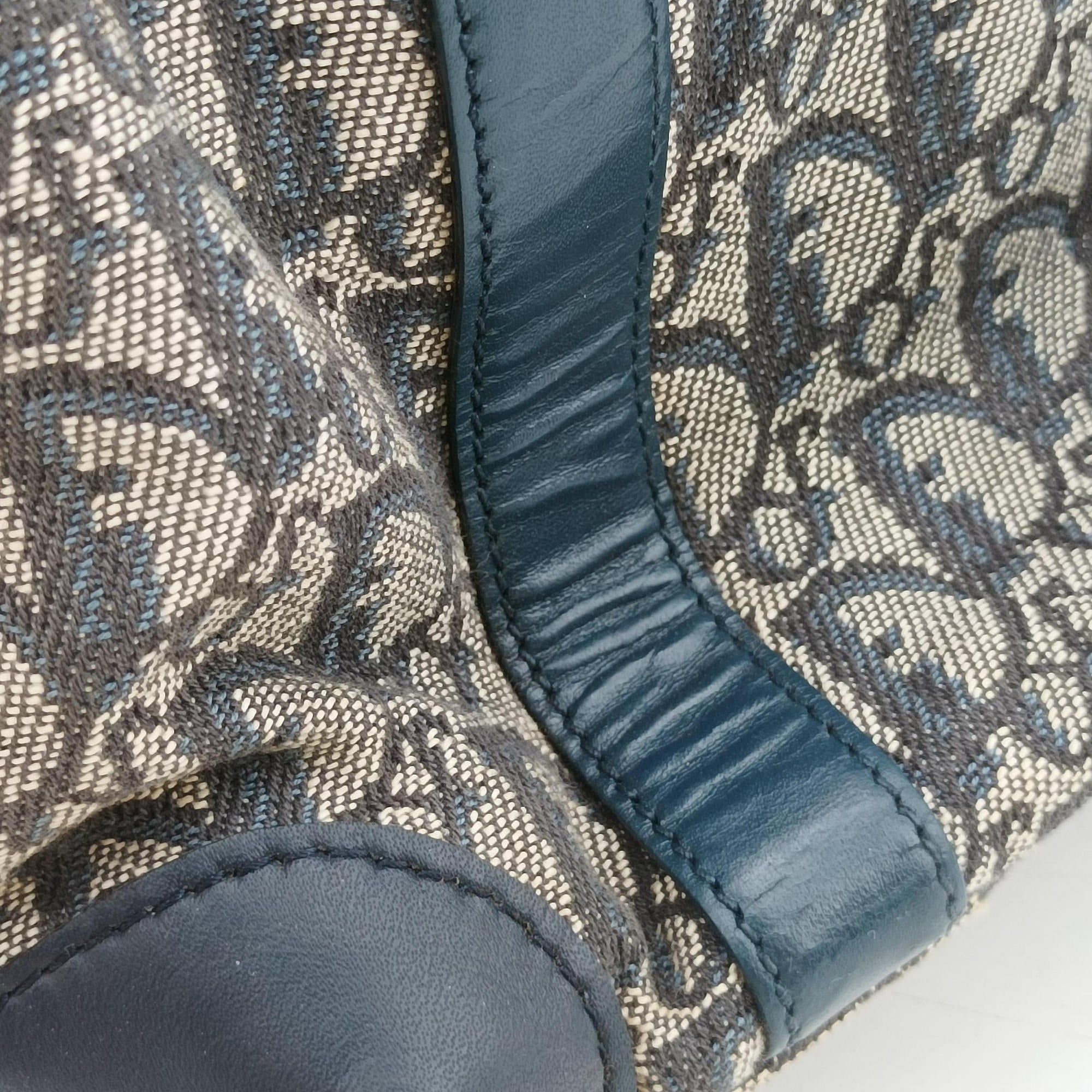 Pre-owned Christian Dior Trotter Tote Navy Jacquard × Leather  handbag | stylenewstar