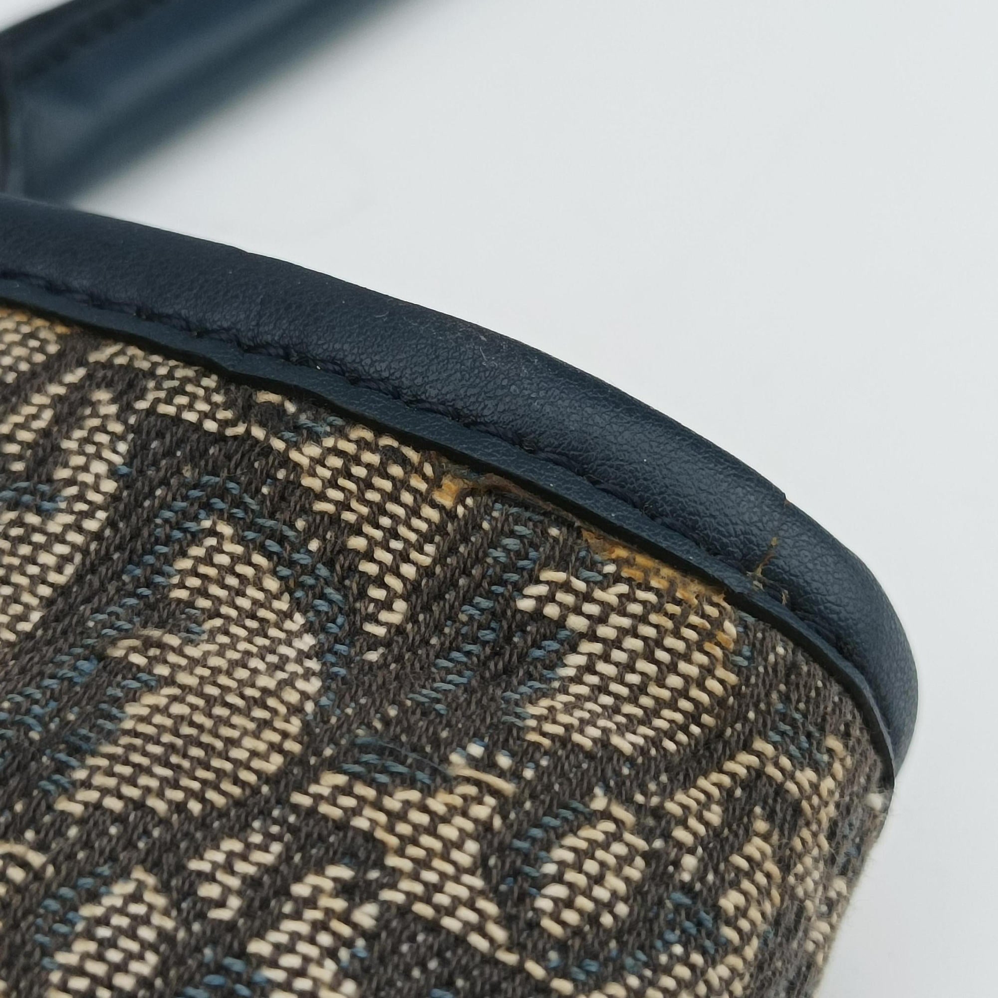 Pre-owned Christian Dior Trotter Tote Navy Jacquard × Leather  handbag | stylenewstar