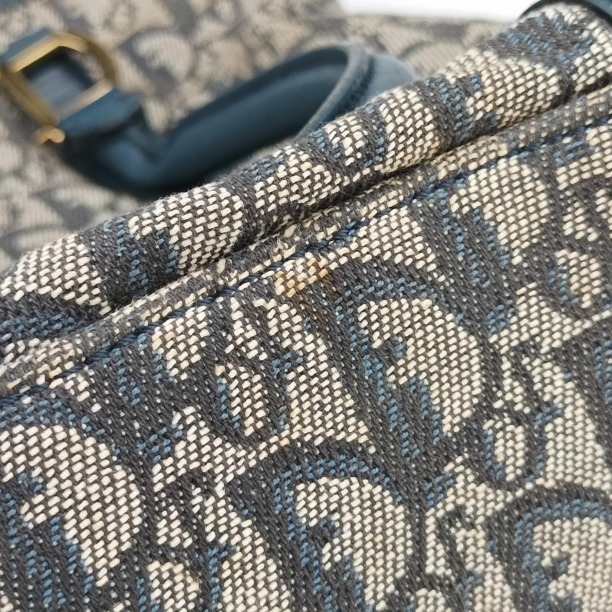 Pre-owned Christian Dior Trotter Tote Navy Jacquard × Leather  handbag | stylenewstar