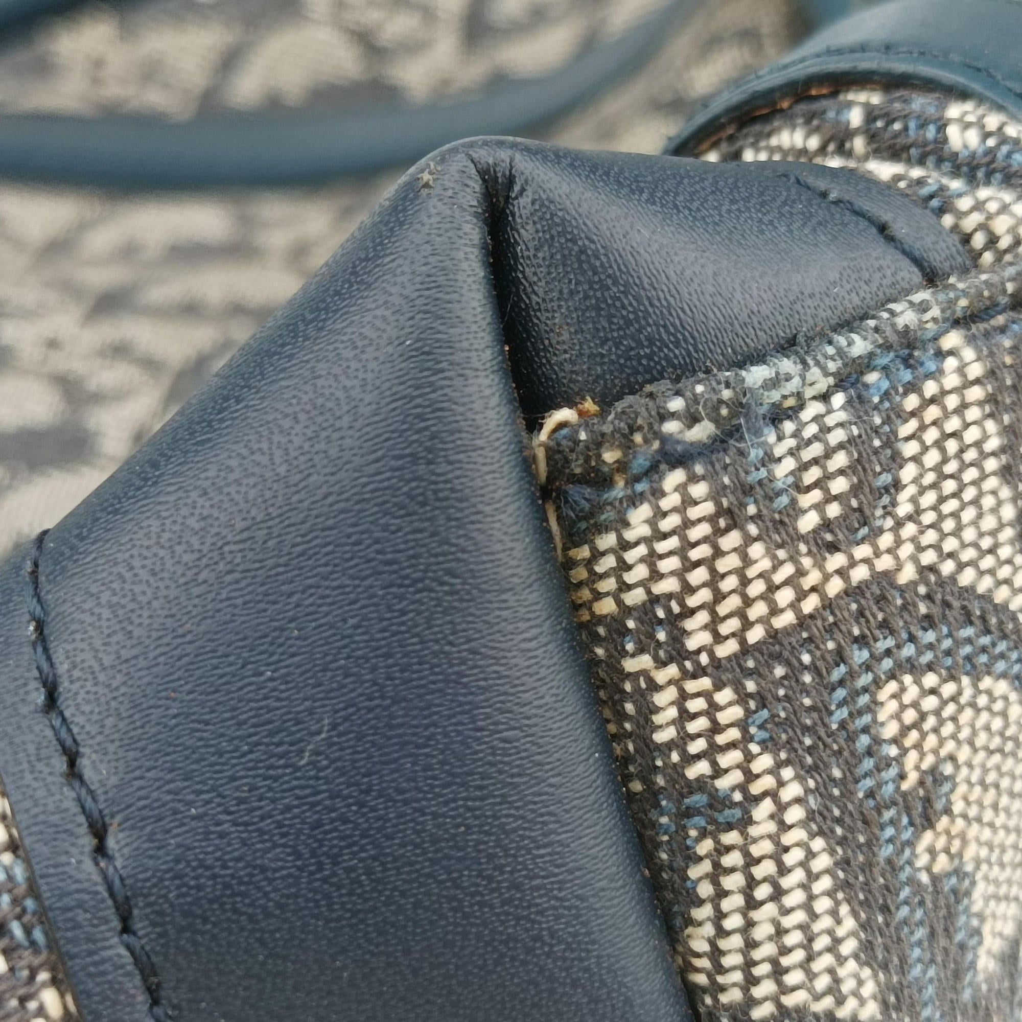 Pre-owned Christian Dior Trotter Tote Navy Jacquard × Leather  handbag | stylenewstar