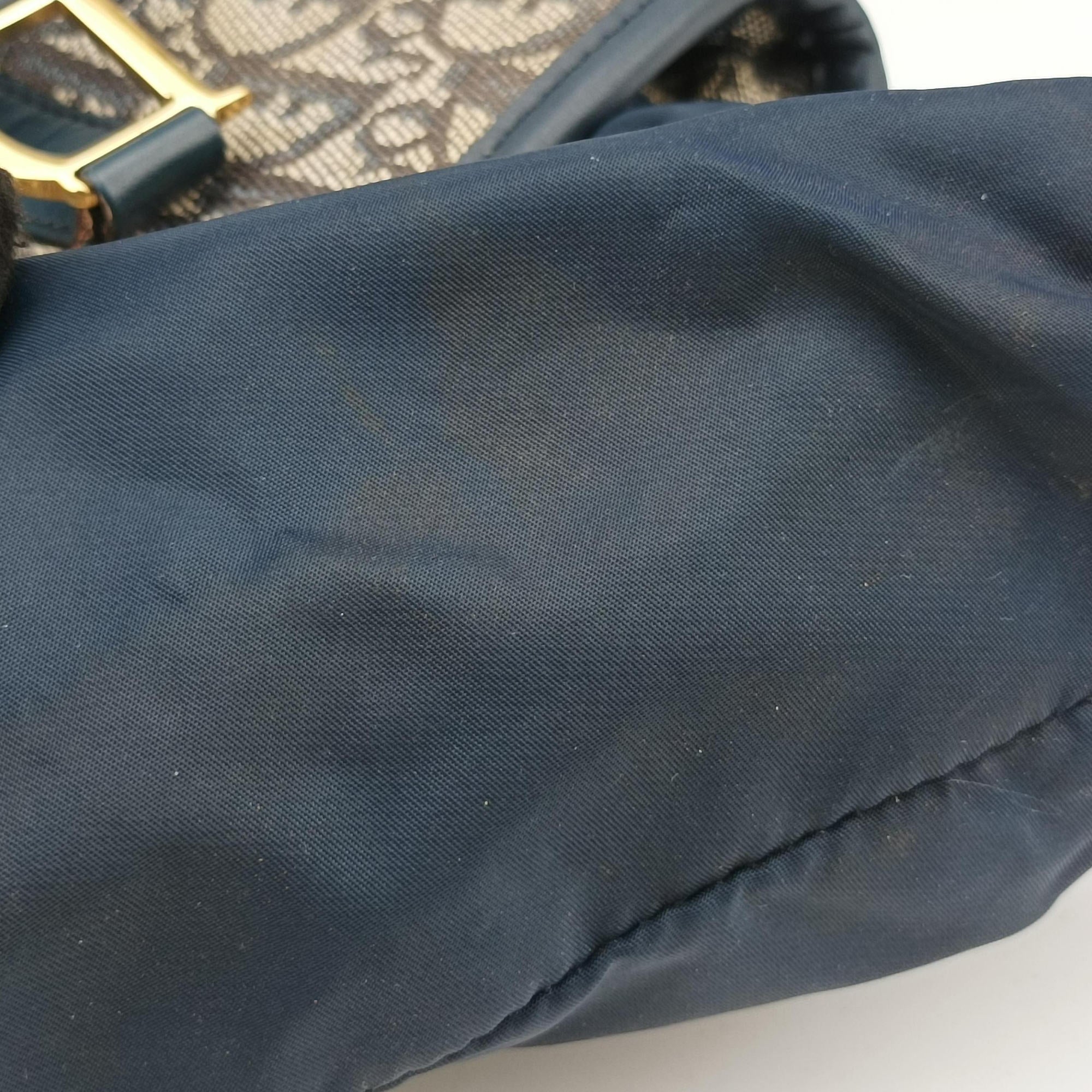 Pre-owned Christian Dior Trotter Tote Navy Jacquard × Leather  handbag | stylenewstar