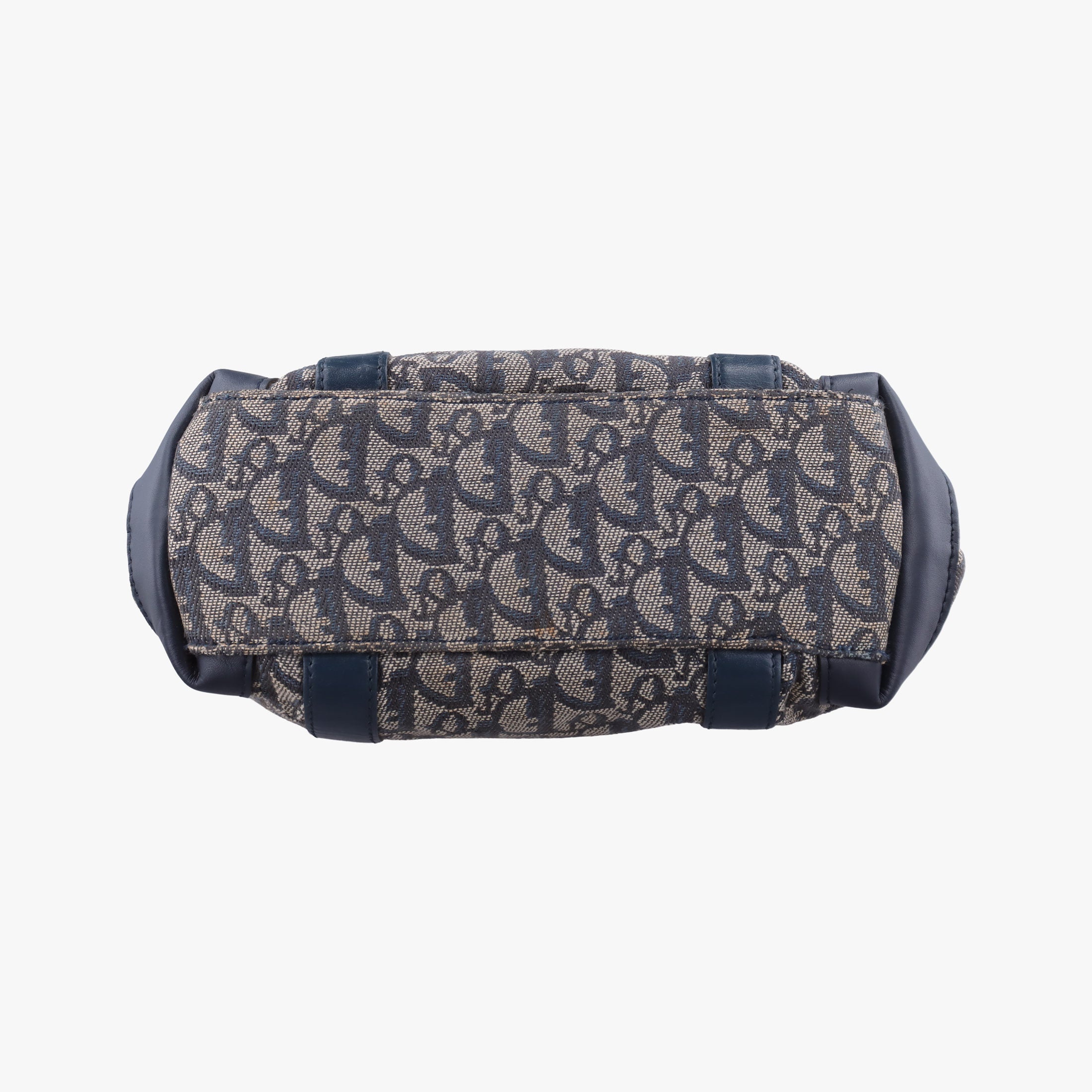 Pre-owned Christian Dior Trotter Tote Navy Jacquard × Leather  handbag | stylenewstar