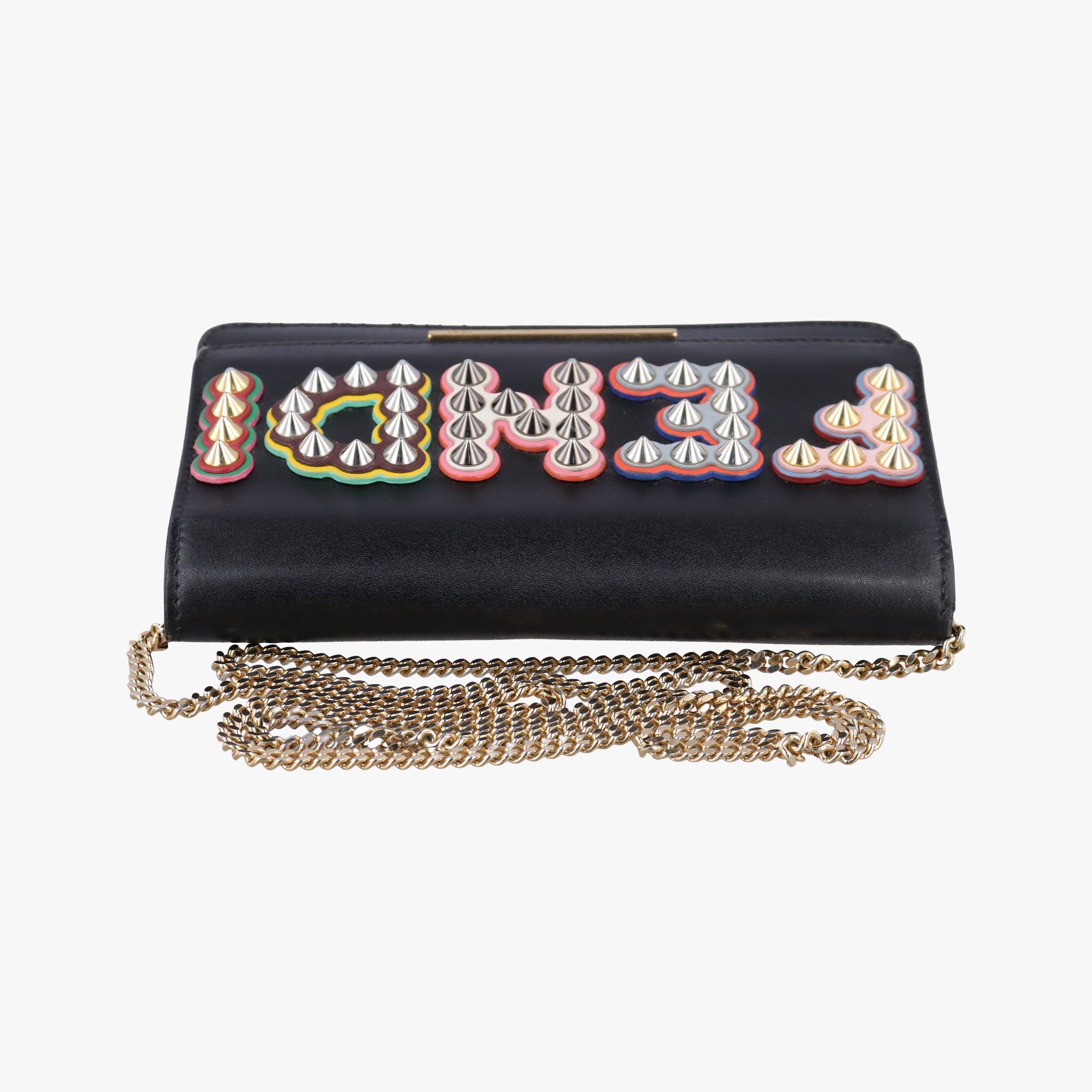 Pre-owned Fendi Kan I logo Black Leather 8M0346 shoulderbag | stylenewstar