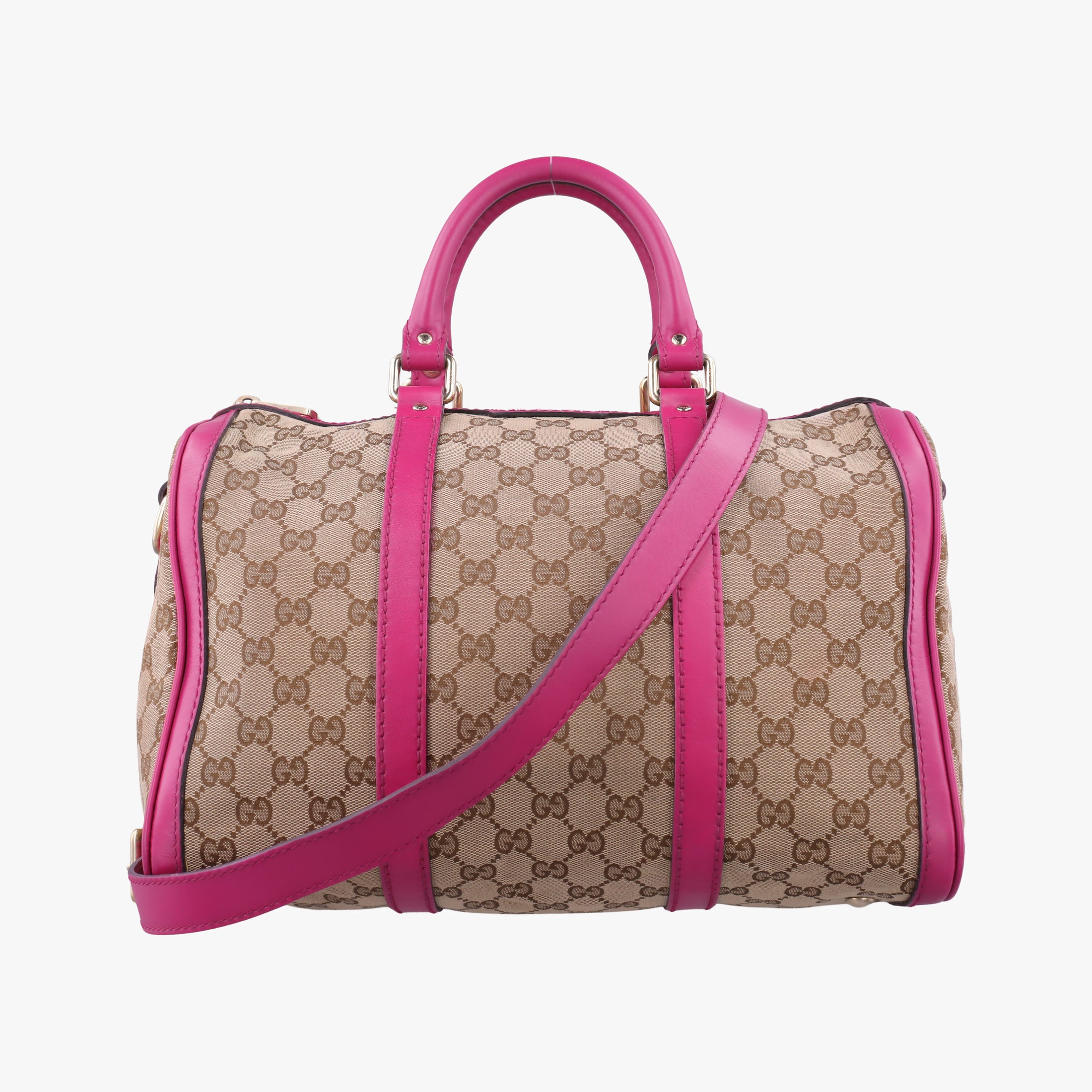 Pre-owned Gucci Sherry Line beige×rose canvas×leather 247205 shoulderbag | stylenewstar
