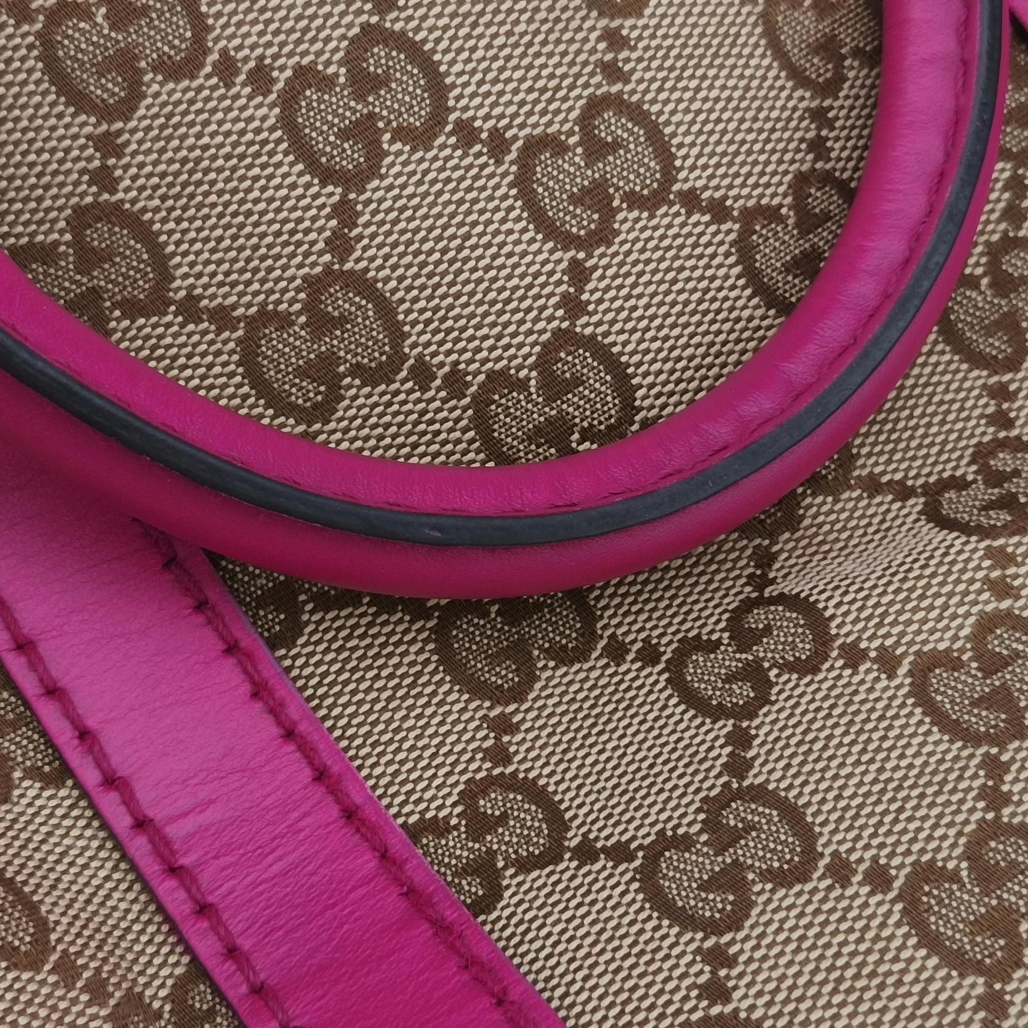 Pre-owned Gucci Sherry Line beige×rose canvas×leather 247205 shoulderbag | stylenewstar
