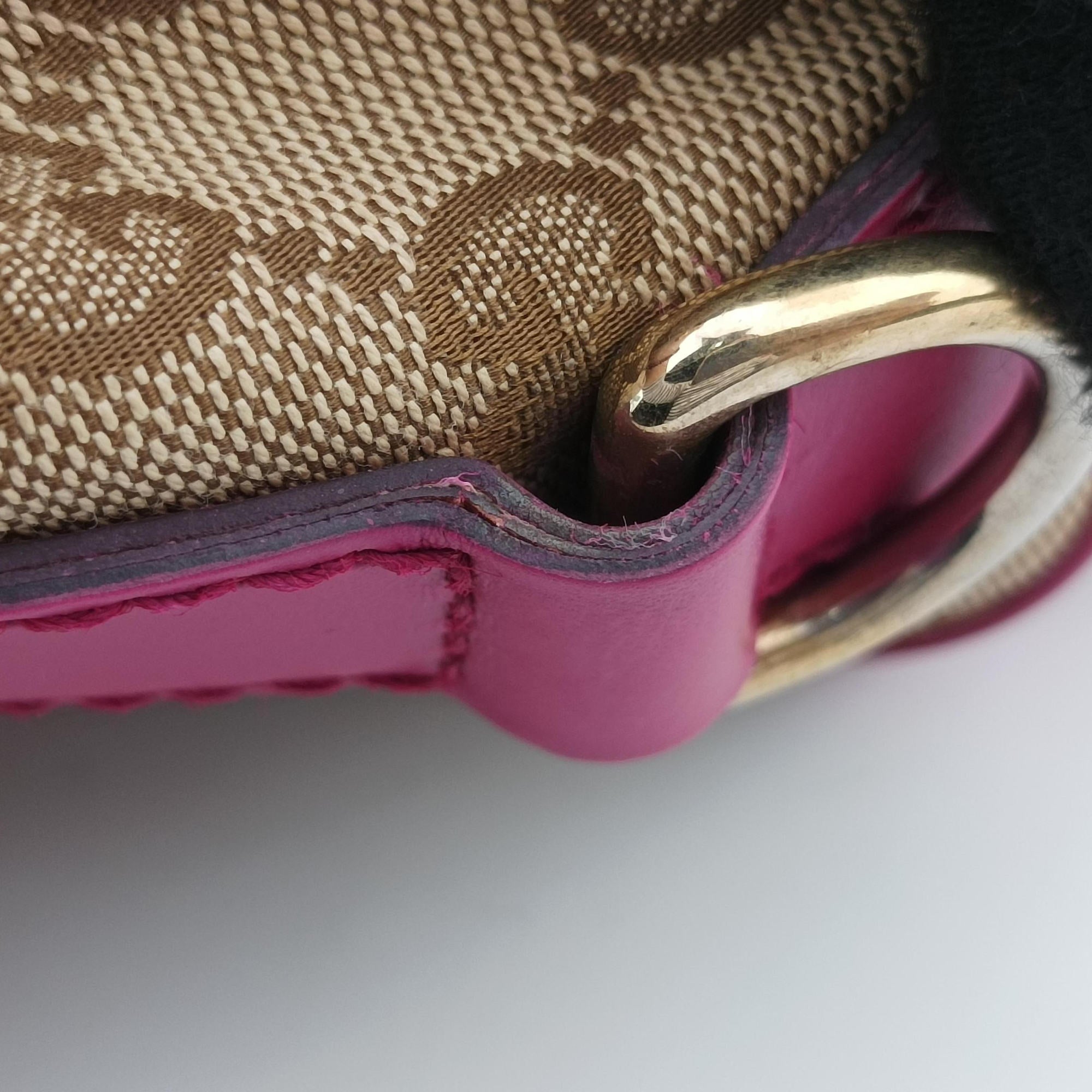 Pre-owned Gucci Sherry Line beige×rose canvas×leather 247205 shoulderbag | stylenewstar