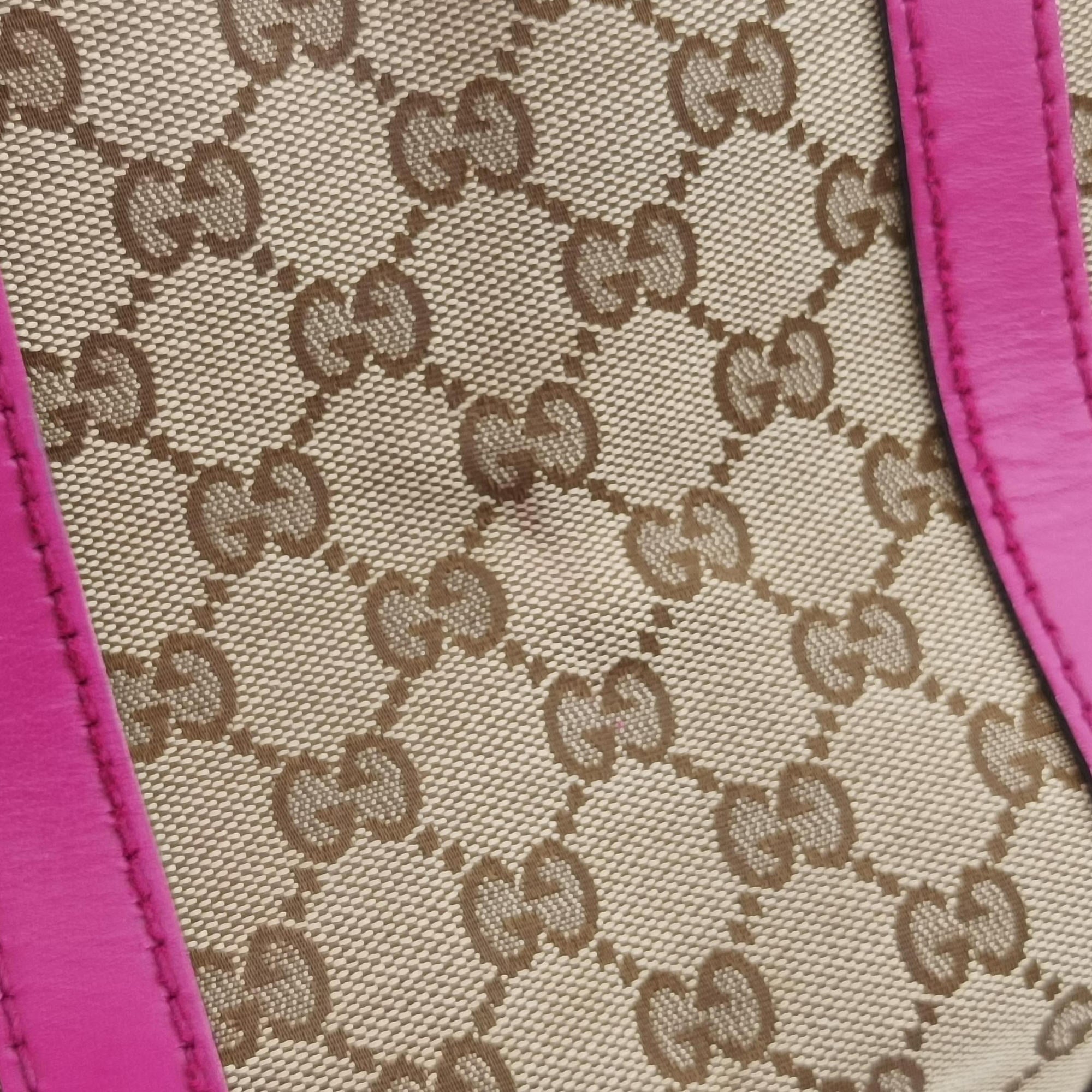 Pre-owned Gucci Sherry Line beige×rose canvas×leather 247205 shoulderbag | stylenewstar