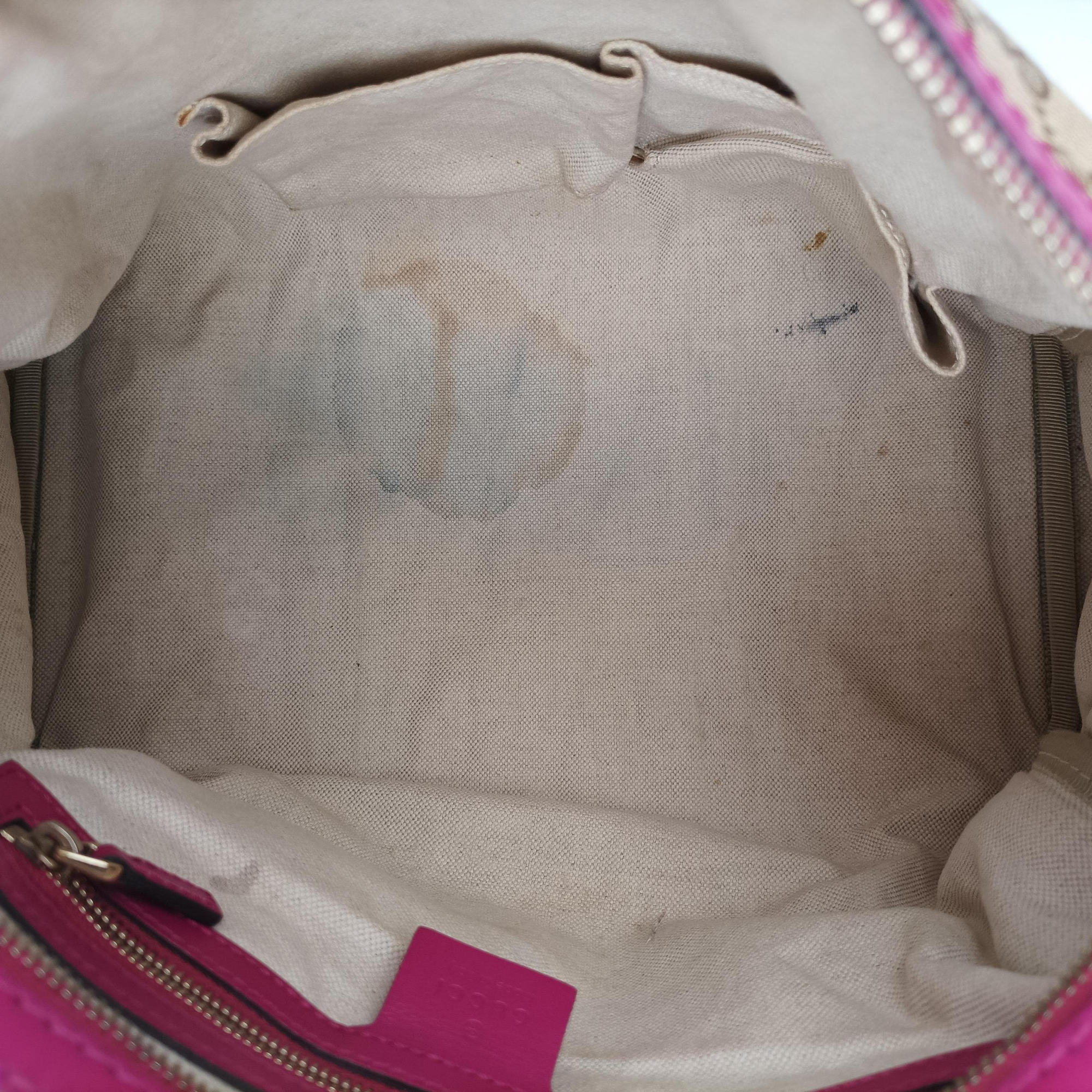 Pre-owned Gucci Sherry Line beige×rose canvas×leather 247205 shoulderbag | stylenewstar