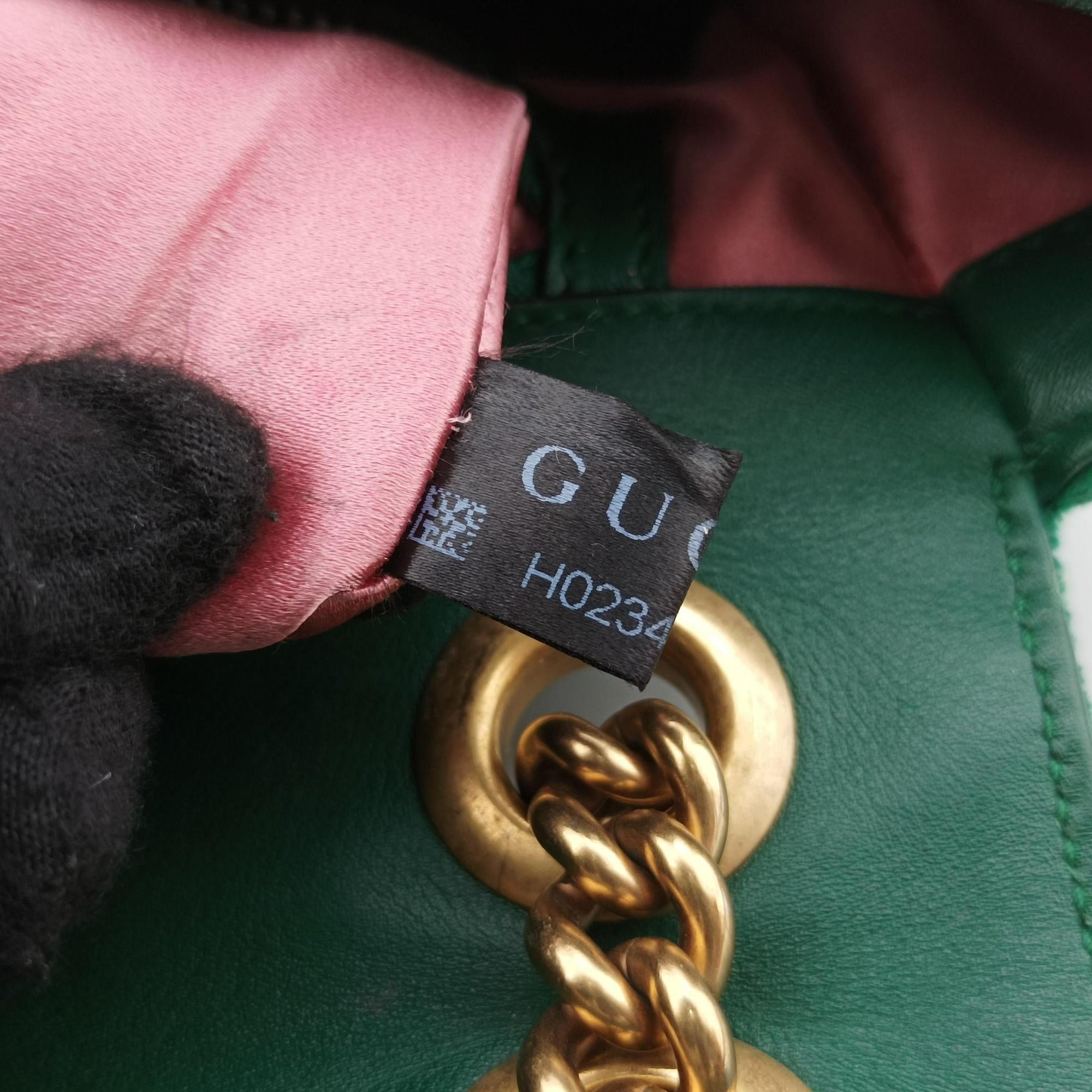 Pre-owned Gucci GG Marmont Green velour 443497 shoulderbag | stylenewstar