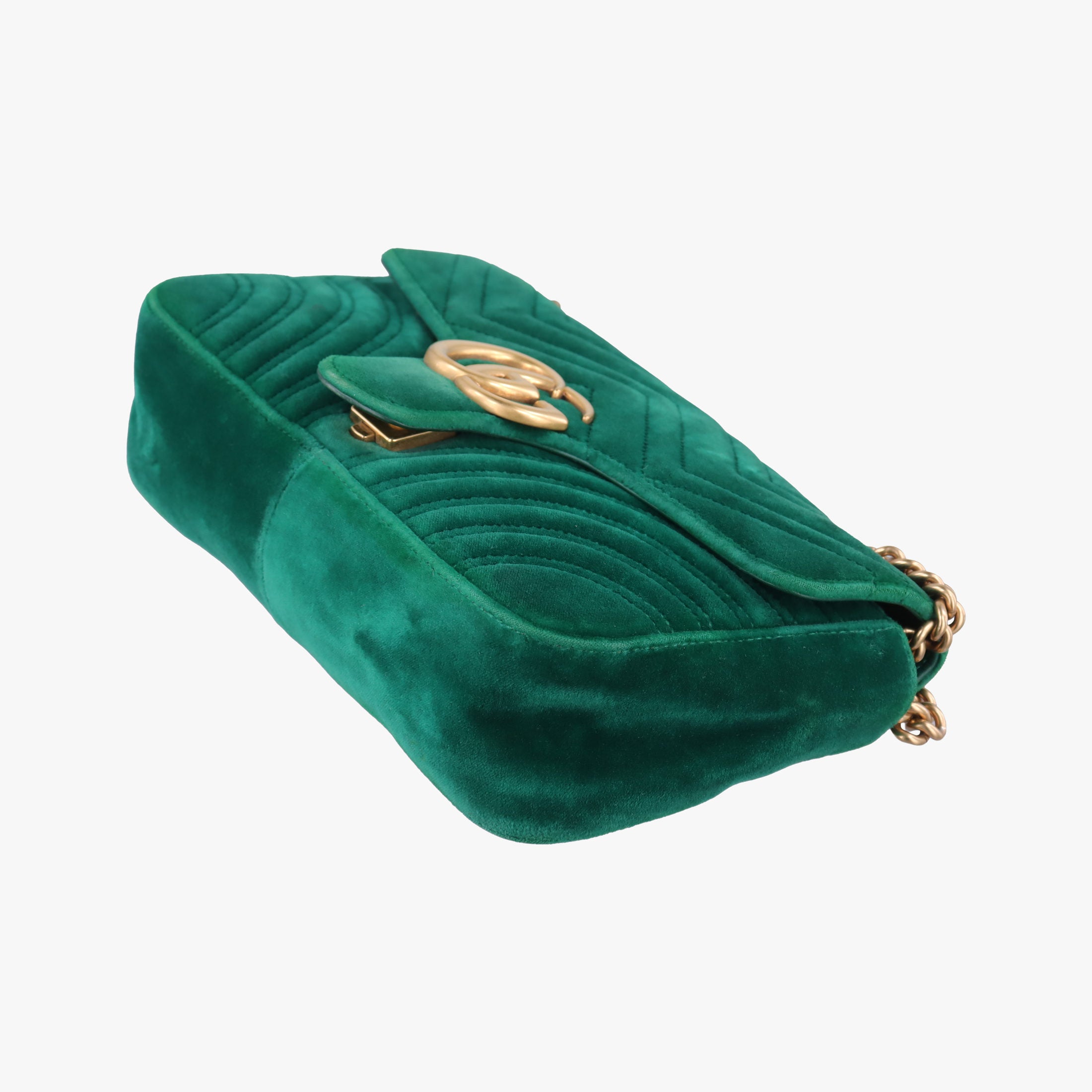 Pre-owned Gucci GG Marmont Green velour 443497 shoulderbag | stylenewstar