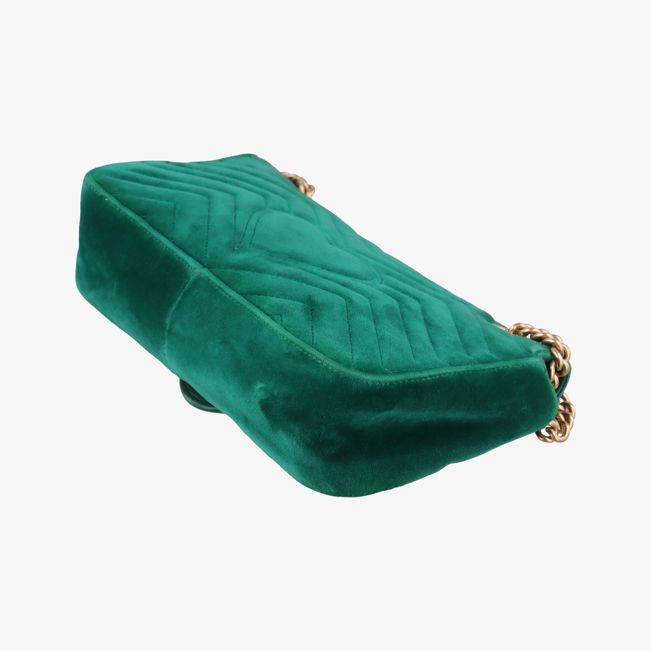 Pre-owned Gucci GG Marmont Green velour 443497 shoulderbag | stylenewstar