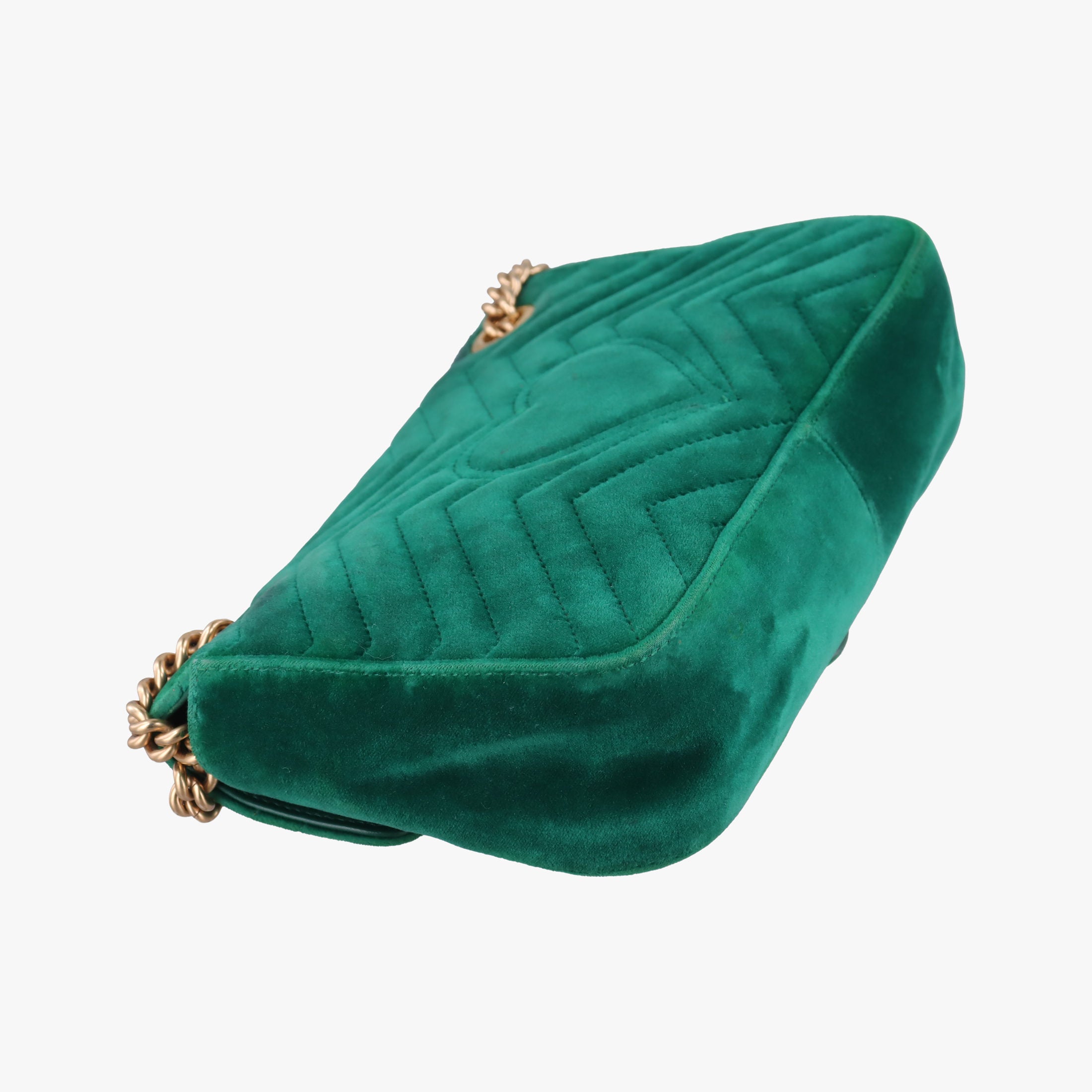 Pre-owned Gucci GG Marmont Green velour 443497 shoulderbag | stylenewstar