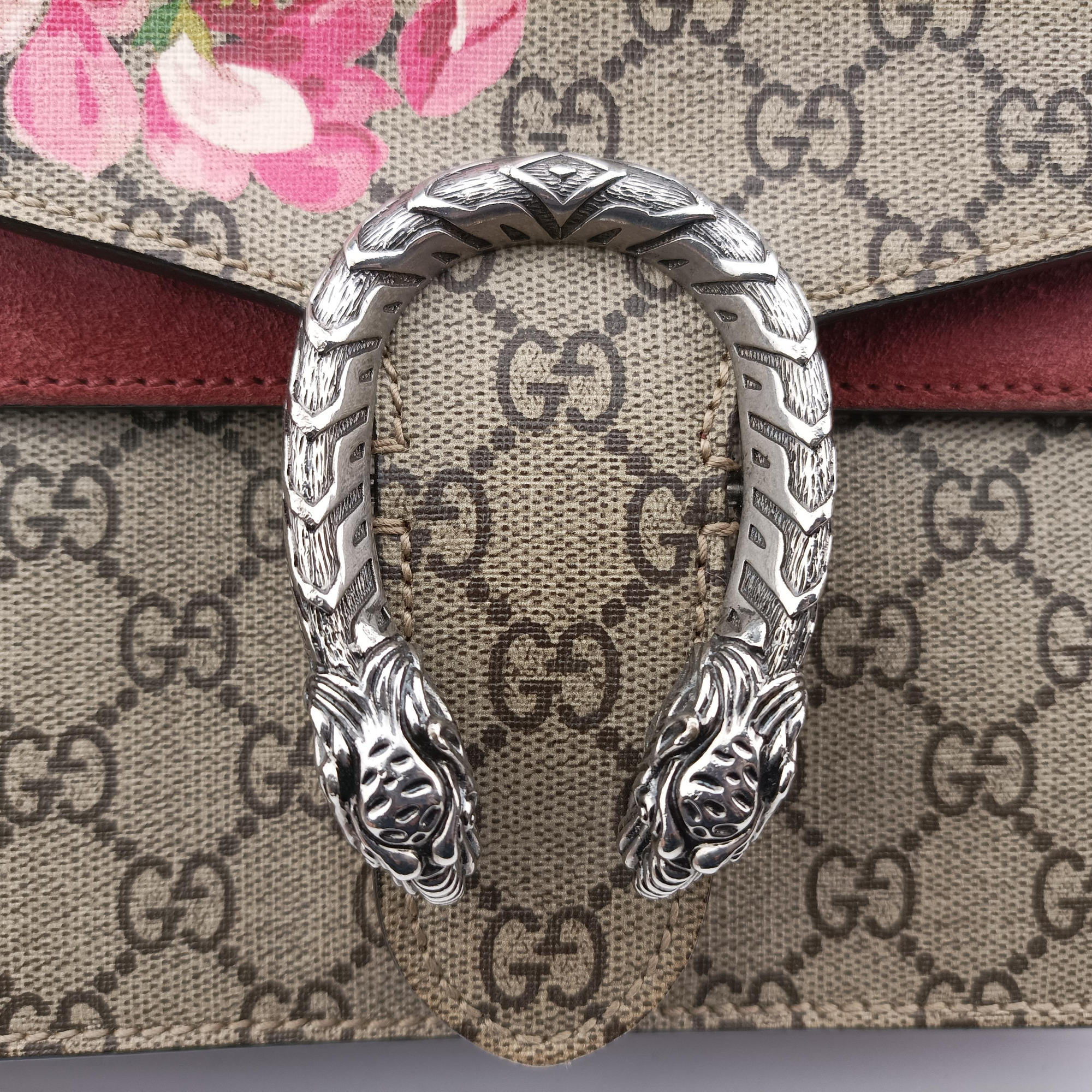 Pre-owned Gucci Dionysus beige×red×multicolor PVC coated canvas × suede 400249 shoulderbag | stylenewstar