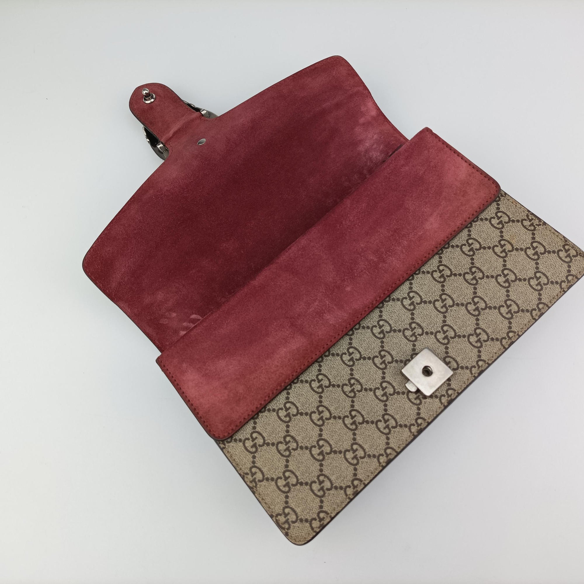 Pre-owned Gucci Dionysus beige×red×multicolor PVC coated canvas × suede 400249 shoulderbag | stylenewstar