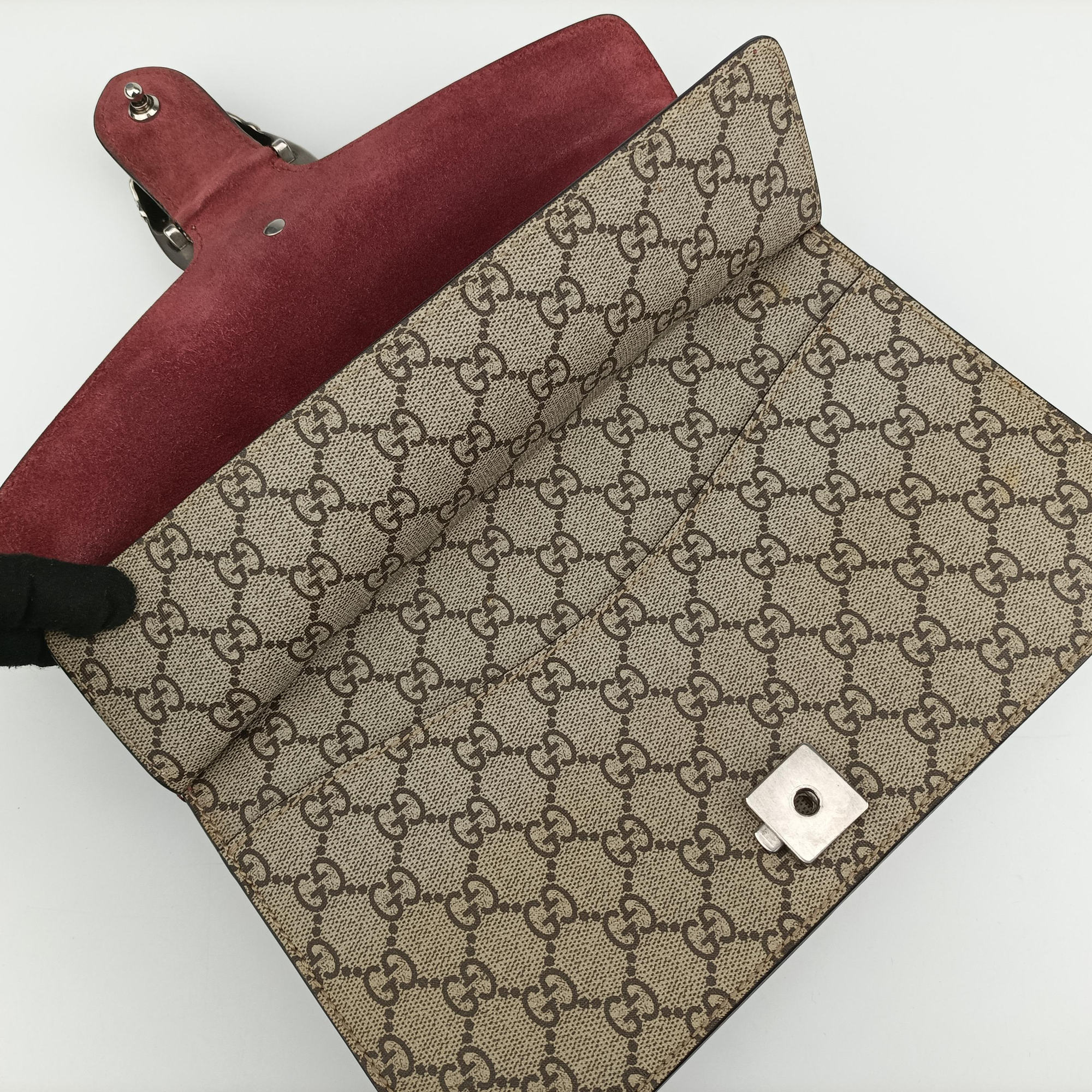 Pre-owned Gucci Dionysus beige×red×multicolor PVC coated canvas × suede 400249 shoulderbag | stylenewstar