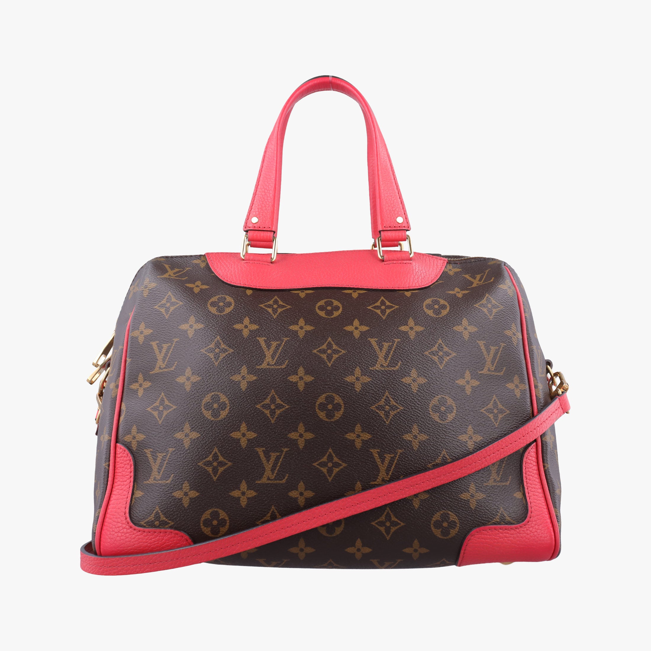 Pre-owned Louis Vuitton RETIRO PM brown×CERISE Monogram Canvas×calf leather M40546 shoulderbag | stylenewstar