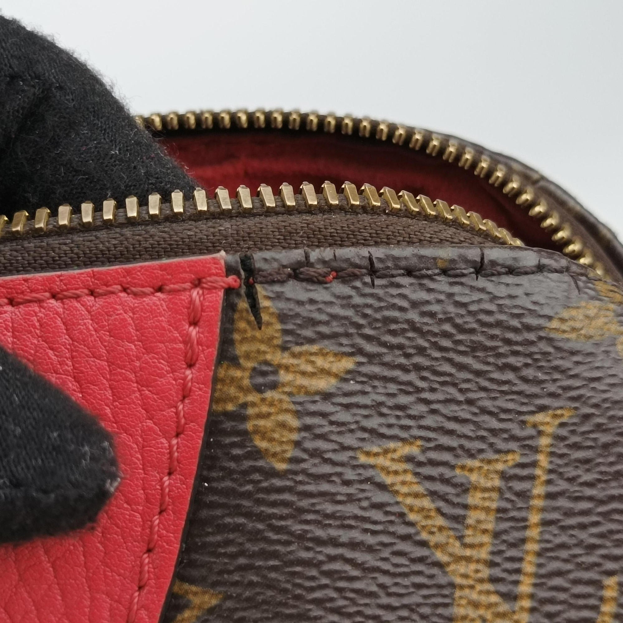 Pre-owned Louis Vuitton RETIRO PM brown×CERISE Monogram Canvas×calf leather M40546 shoulderbag | stylenewstar