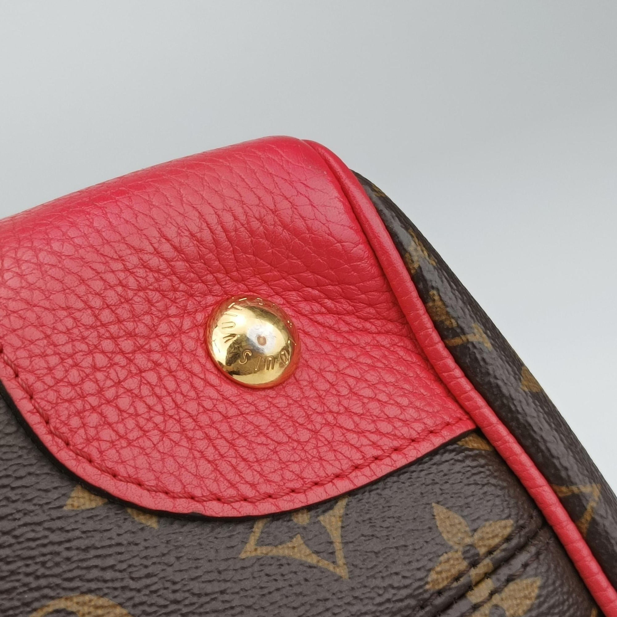 Pre-owned Louis Vuitton RETIRO PM brown×CERISE Monogram Canvas×calf leather M40546 shoulderbag | stylenewstar