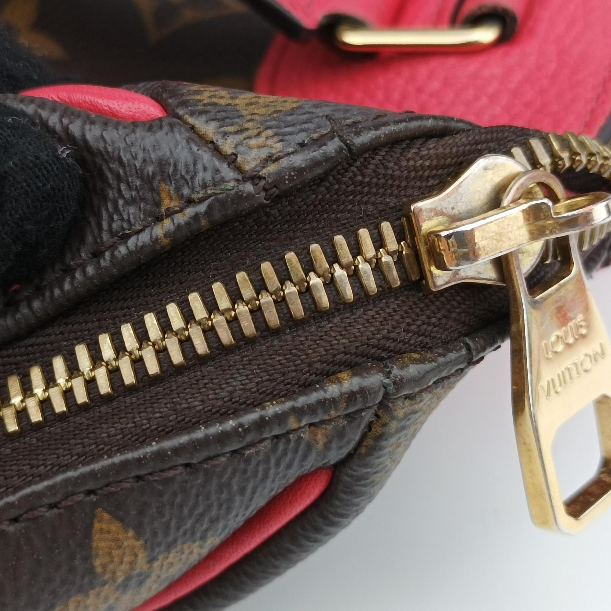 Pre-owned Louis Vuitton RETIRO PM brown×CERISE Monogram Canvas×calf leather M40546 shoulderbag | stylenewstar