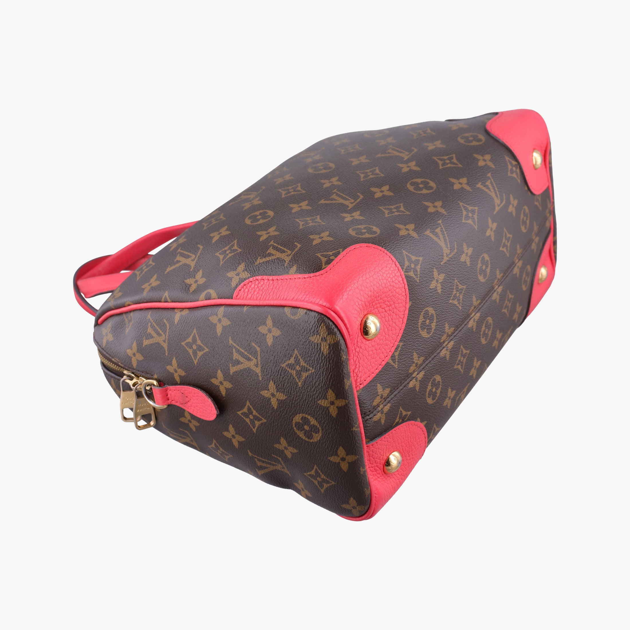 Pre-owned Louis Vuitton RETIRO PM brown×CERISE Monogram Canvas×calf leather M40546 shoulderbag | stylenewstar