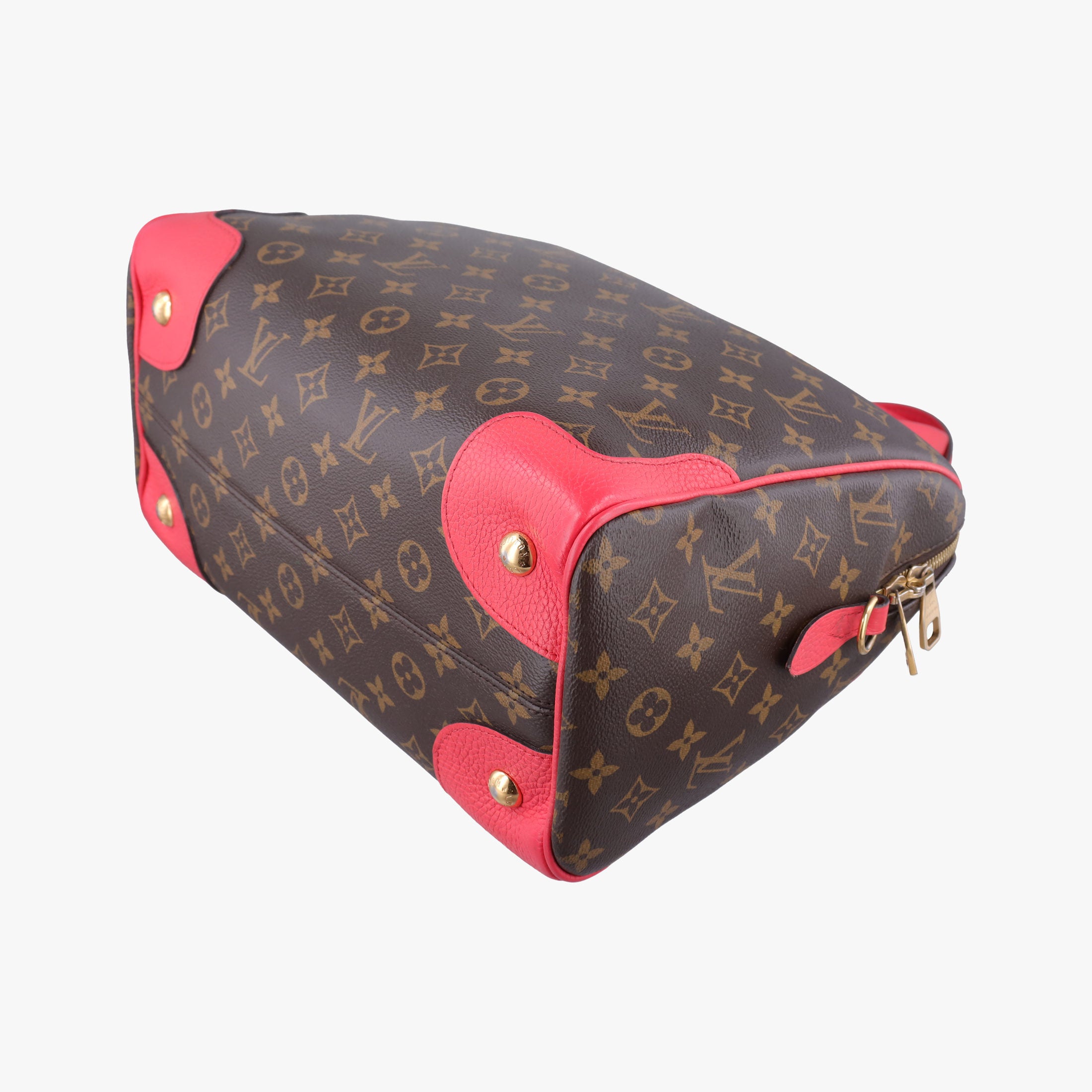 Pre-owned Louis Vuitton RETIRO PM brown×CERISE Monogram Canvas×calf leather M40546 shoulderbag | stylenewstar