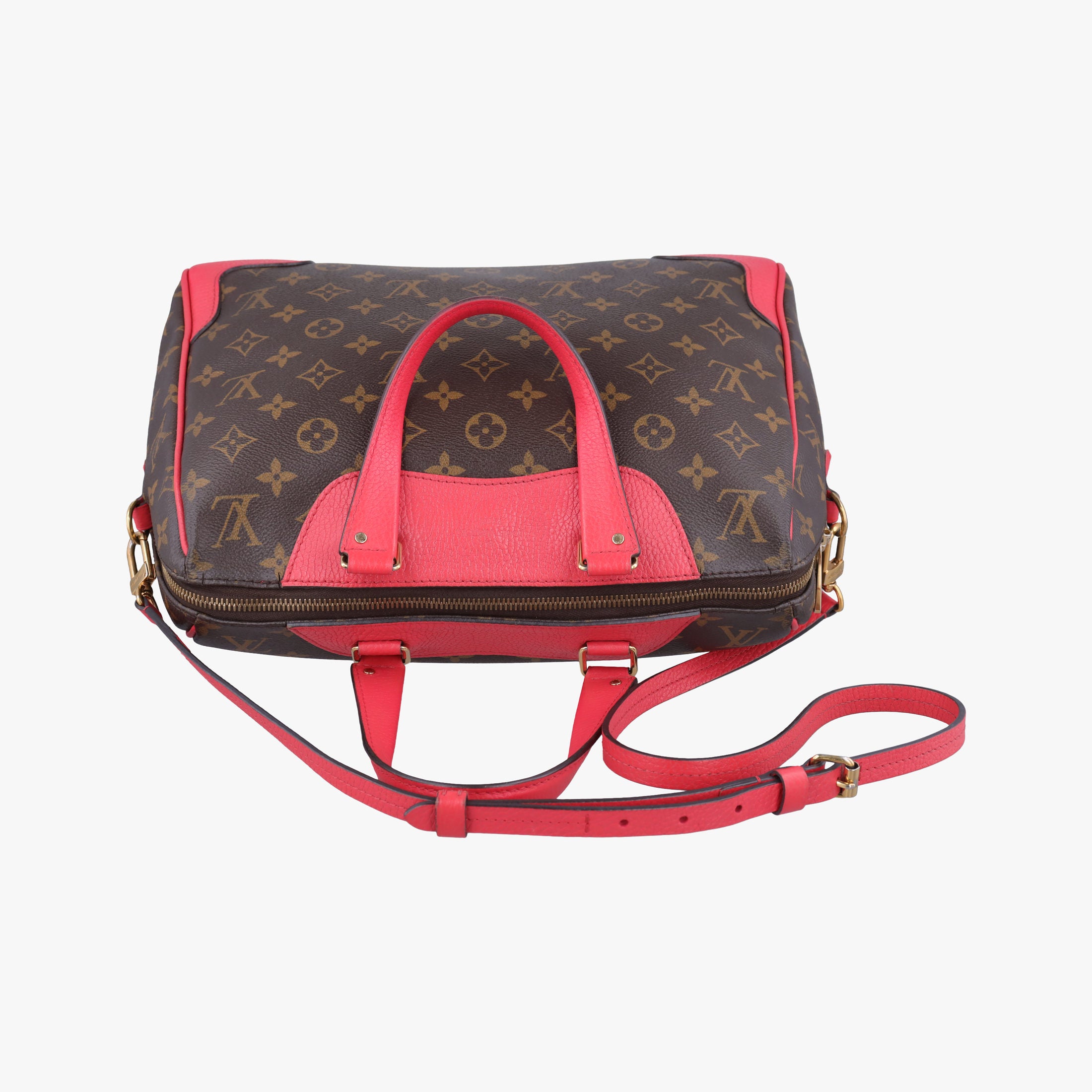 Pre-owned Louis Vuitton RETIRO PM brown×CERISE Monogram Canvas×calf leather M40546 shoulderbag | stylenewstar