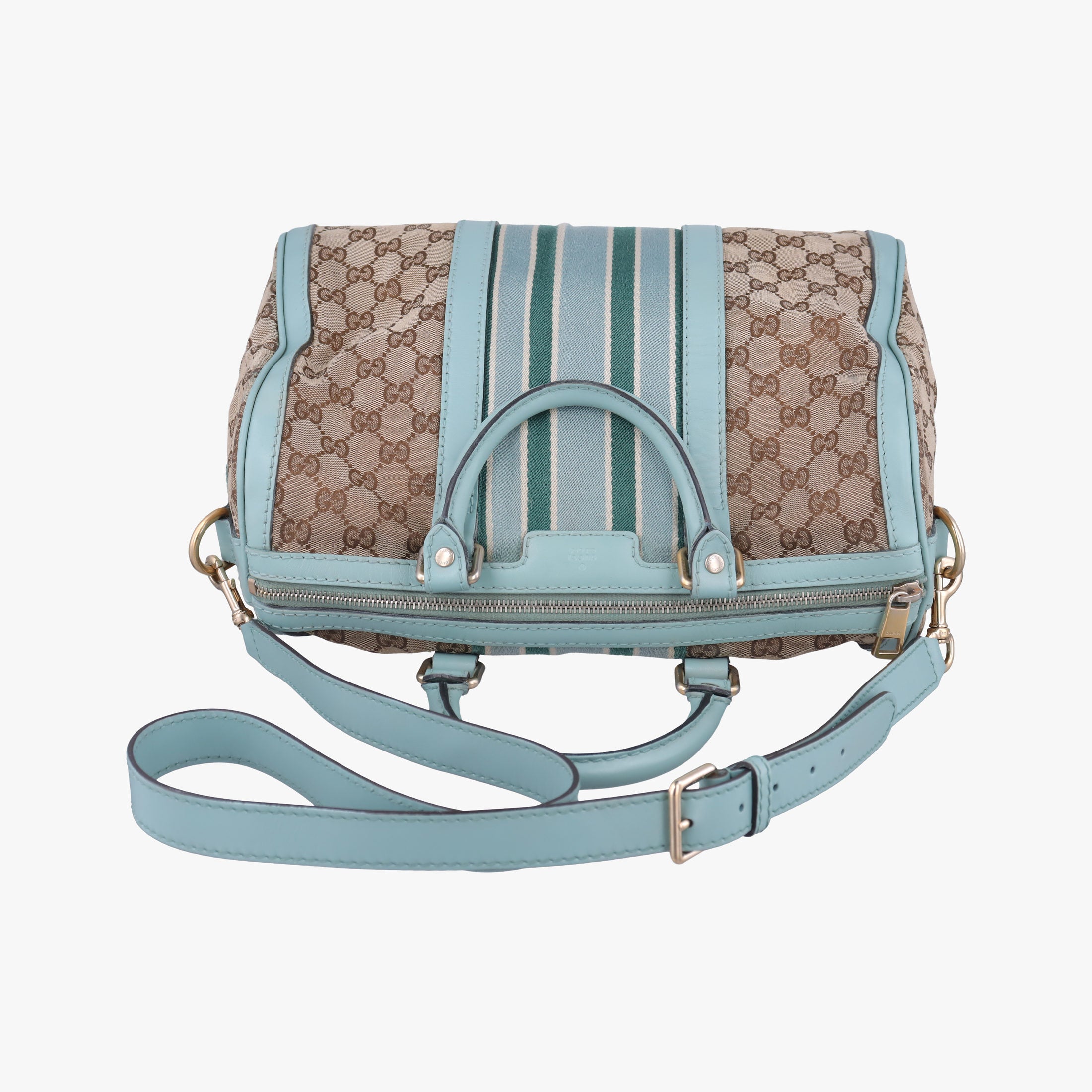 Secondhand Gucci Sherry Line Blue×Beige×Multicolor GG Supreme Canvas×leather 247205 shoulderbag | stylenewstar