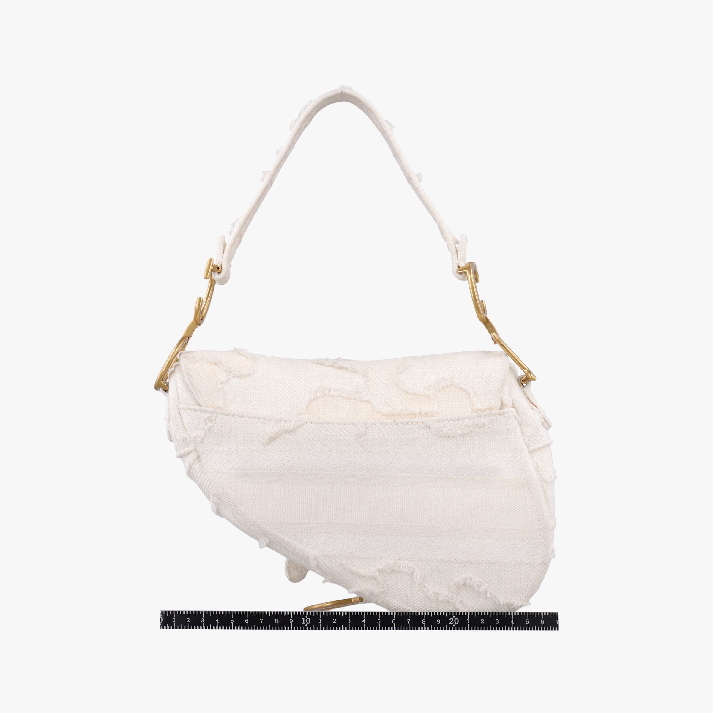 Pre-owned Christian Dior Camouflage Embroidered Saddle Bag White Canvas  shoulderbag | stylenewstar