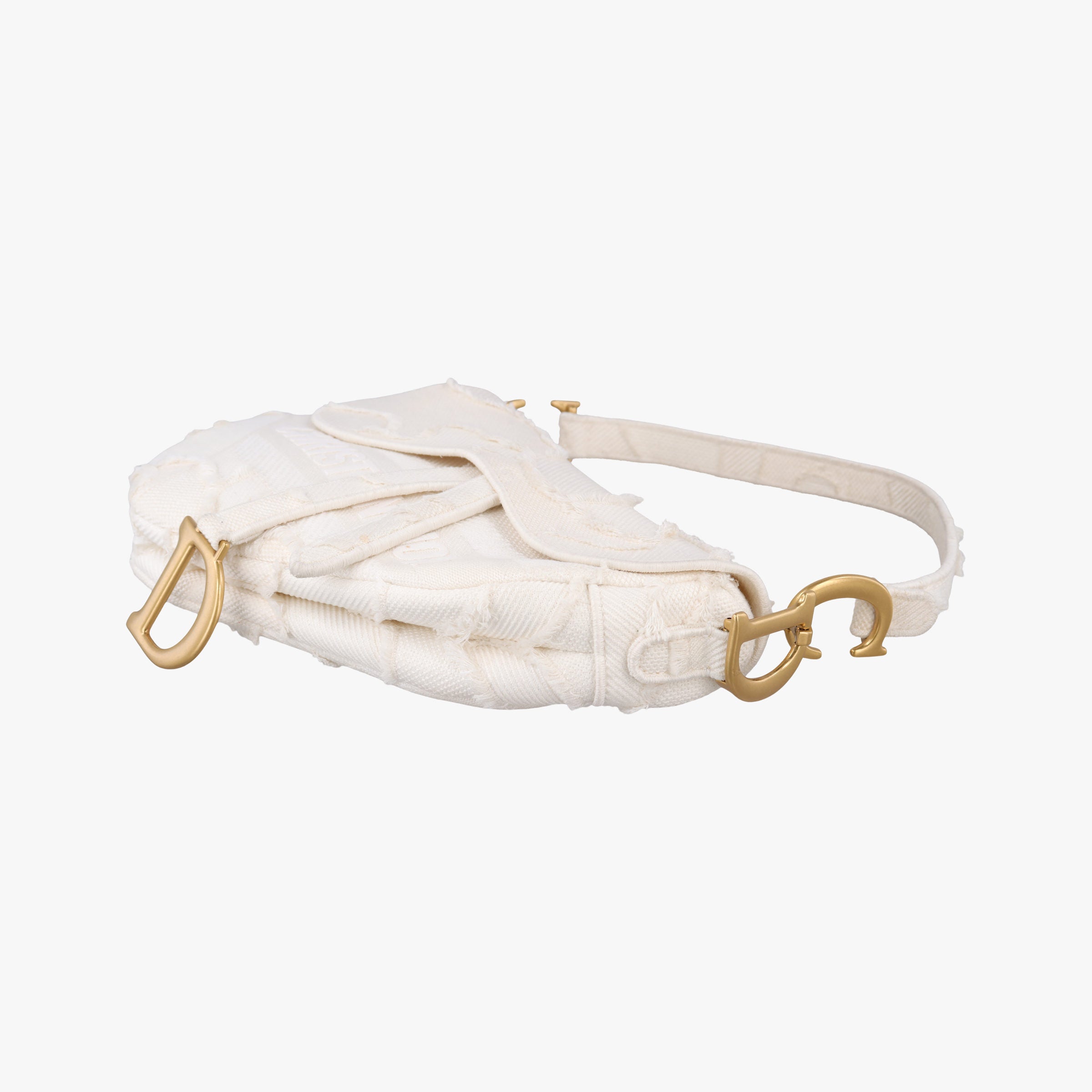 Pre-owned Christian Dior Camouflage Embroidered Saddle Bag White Canvas  shoulderbag | stylenewstar