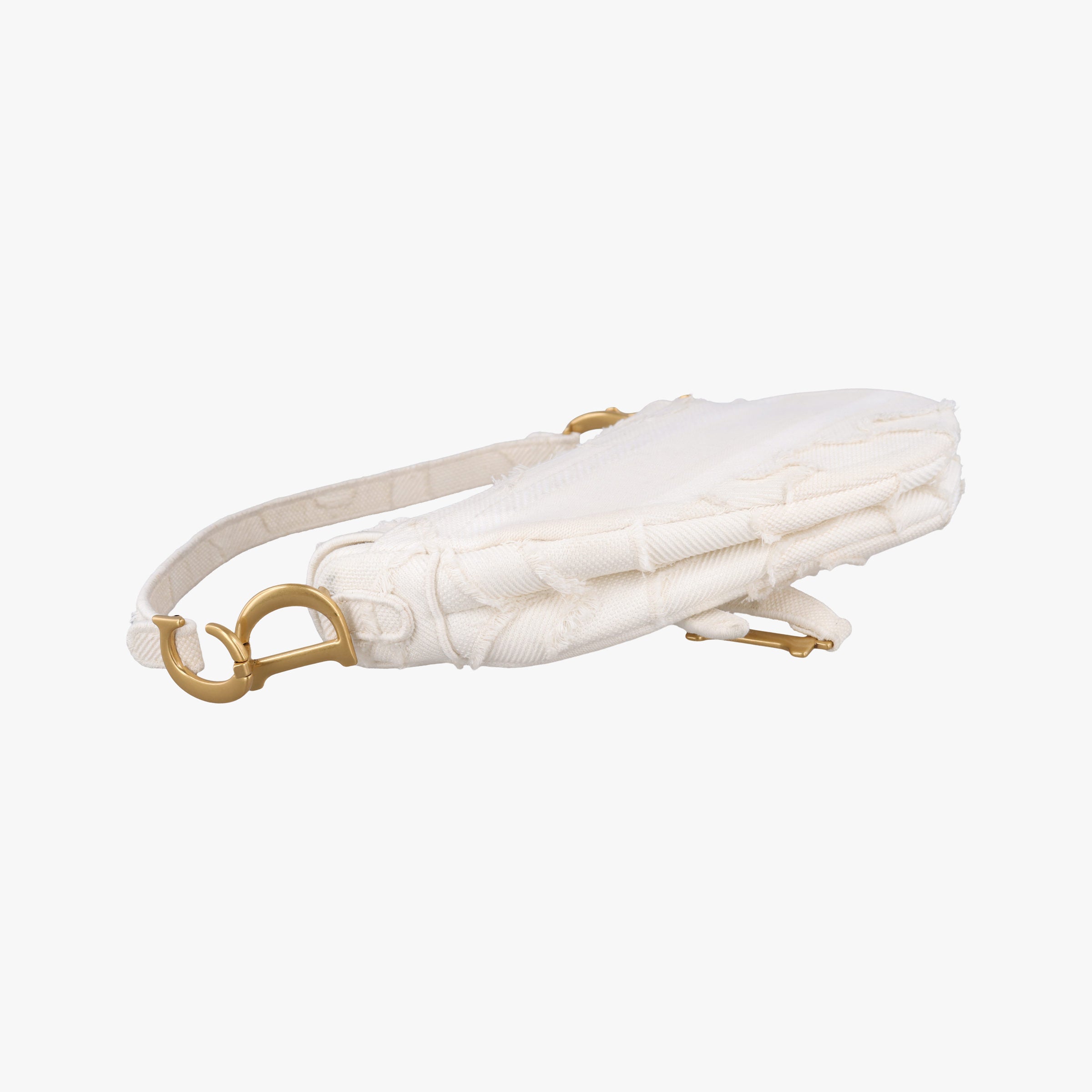 Pre-owned Christian Dior Camouflage Embroidered Saddle Bag White Canvas  shoulderbag | stylenewstar