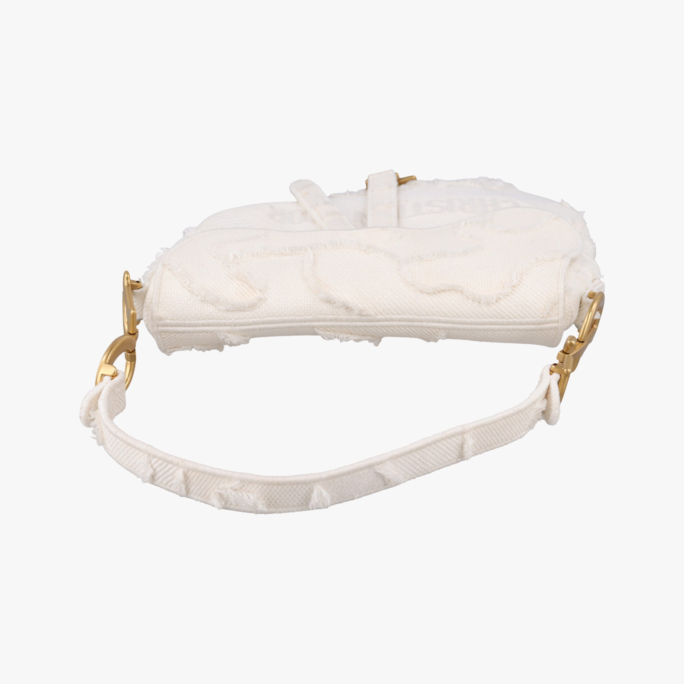 Pre-owned Christian Dior Camouflage Embroidered Saddle Bag White Canvas  shoulderbag | stylenewstar